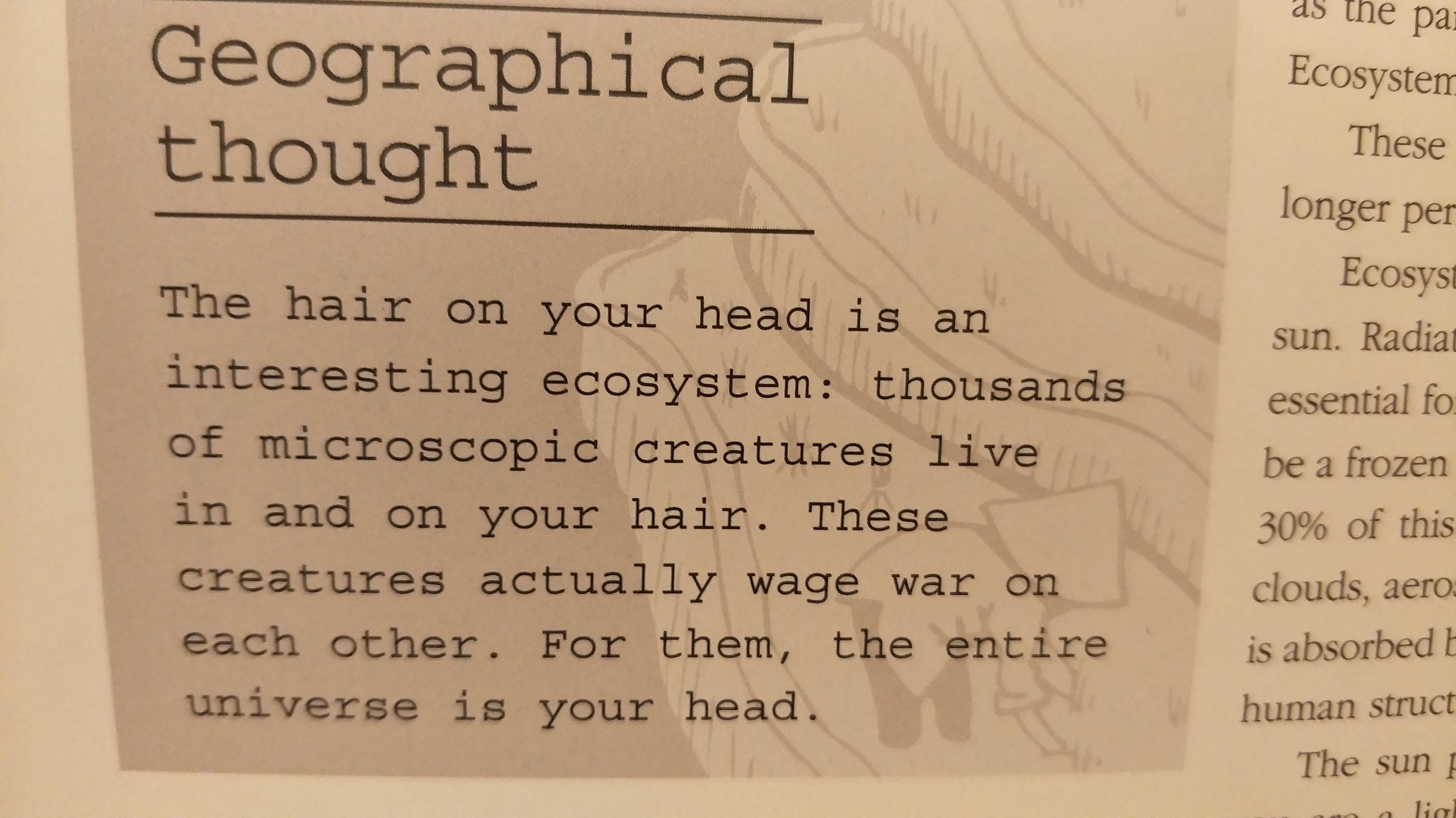 A shower thought I found in a textbook r/geography