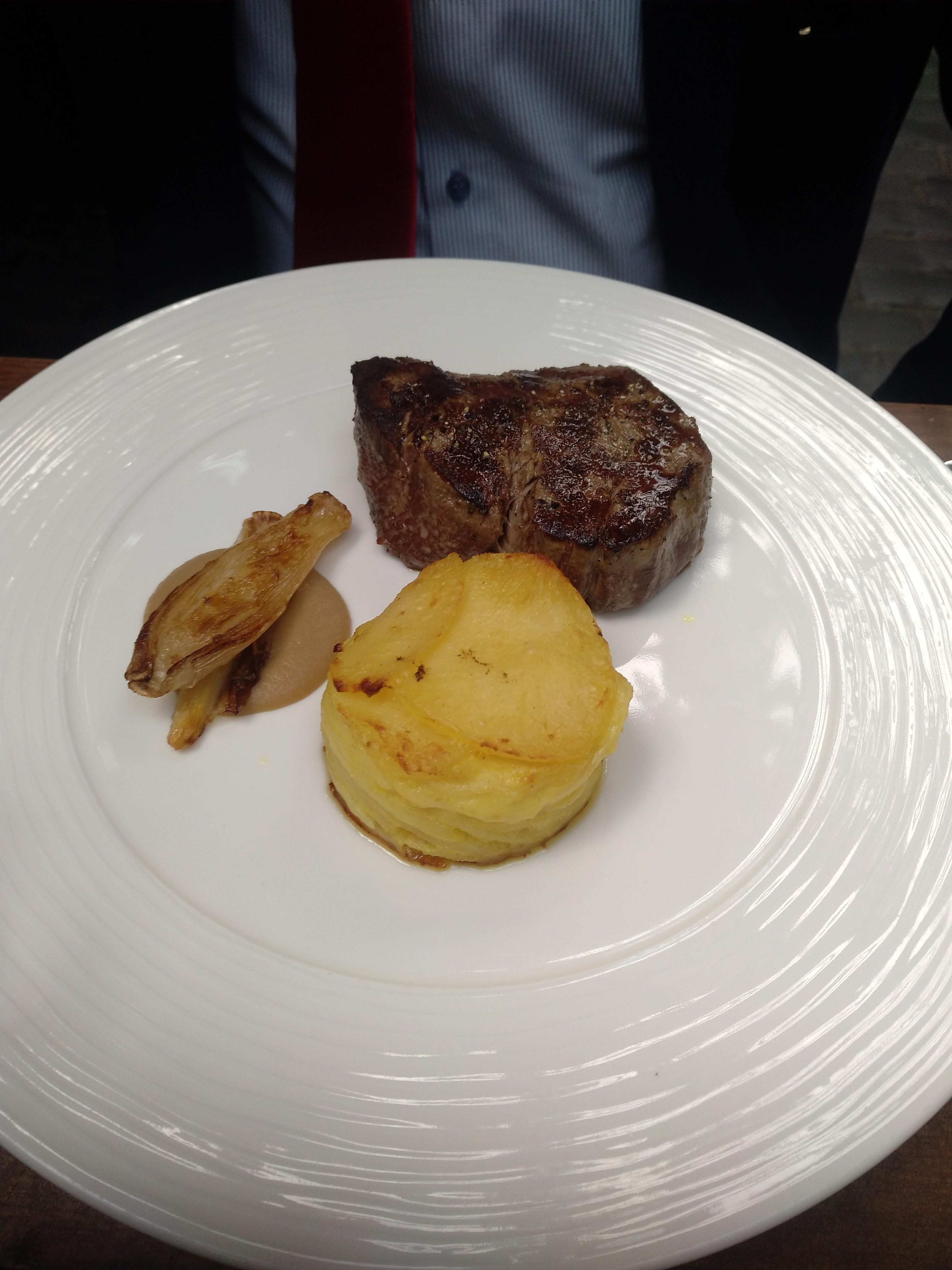 [I ate] Aberdeen Angus Beef Fillet with baked potatoes and grilled