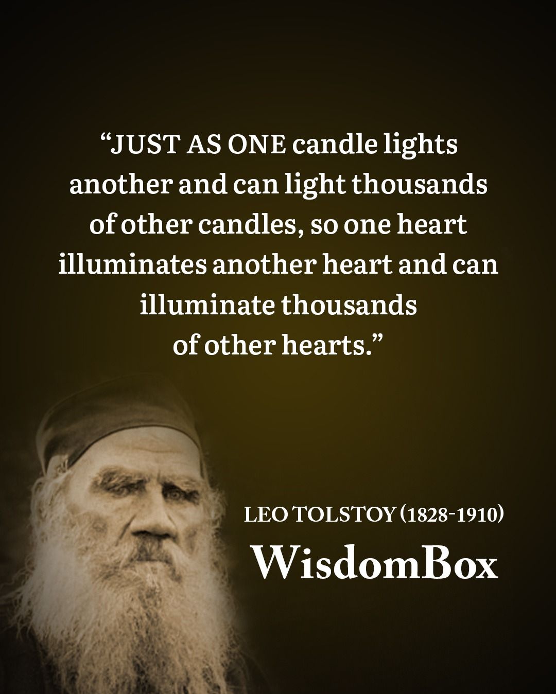 ' Just as one candle lights another and can light thousands of other