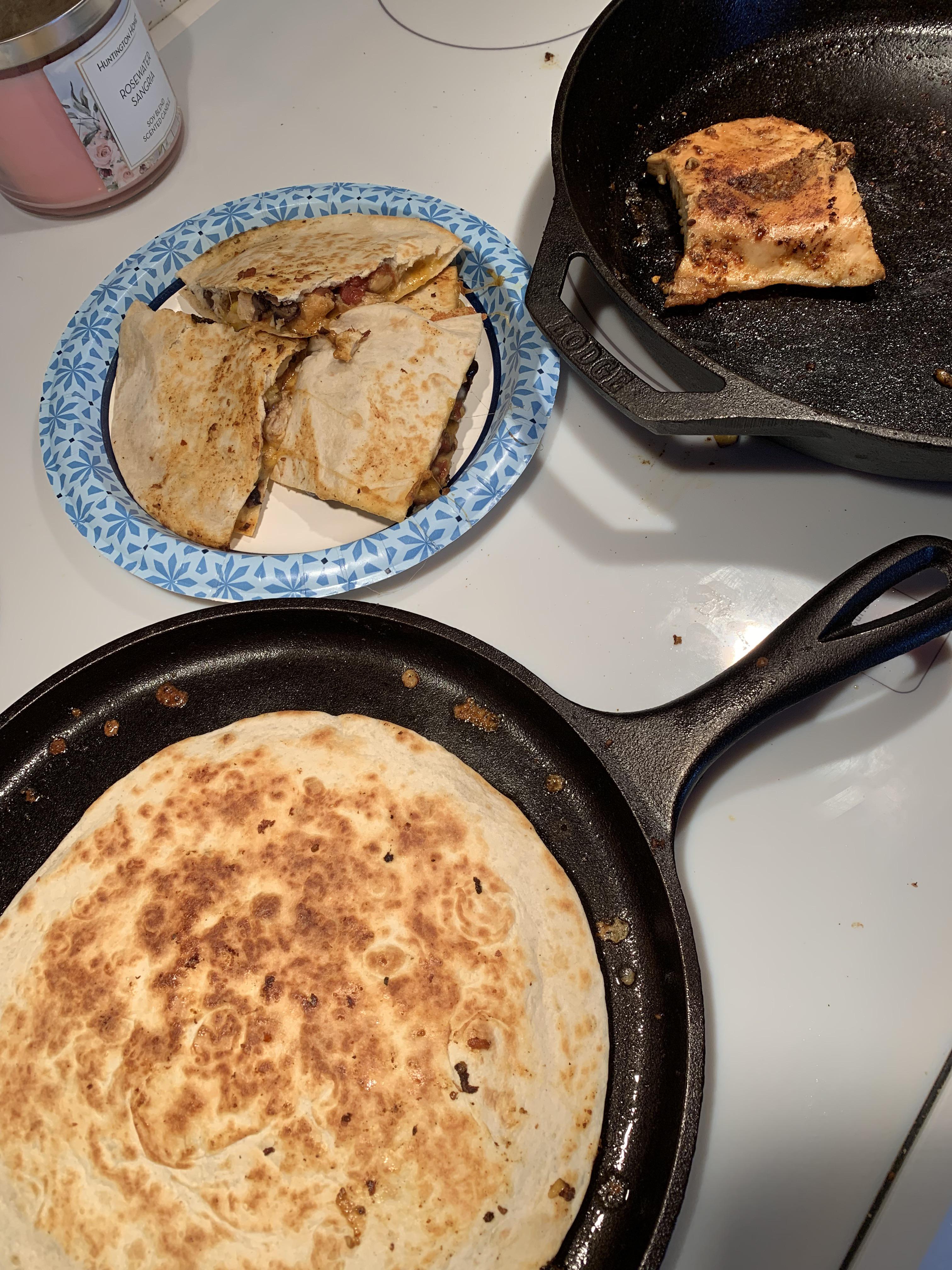 Cast Iron Chicken Quesadilla say that ten times real fast. r/castiron