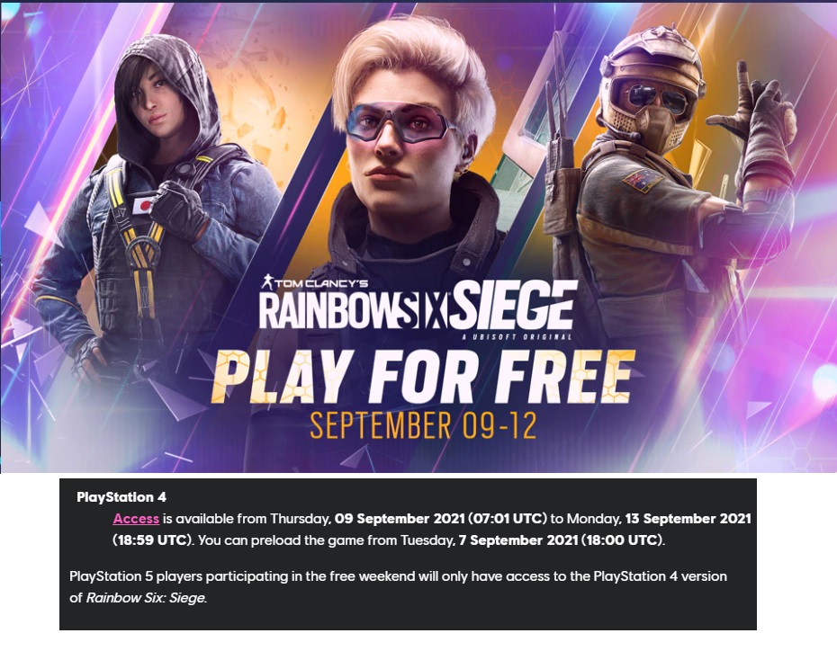 Rainbow Six Siege Free Weekend From September 9 13. Preload now