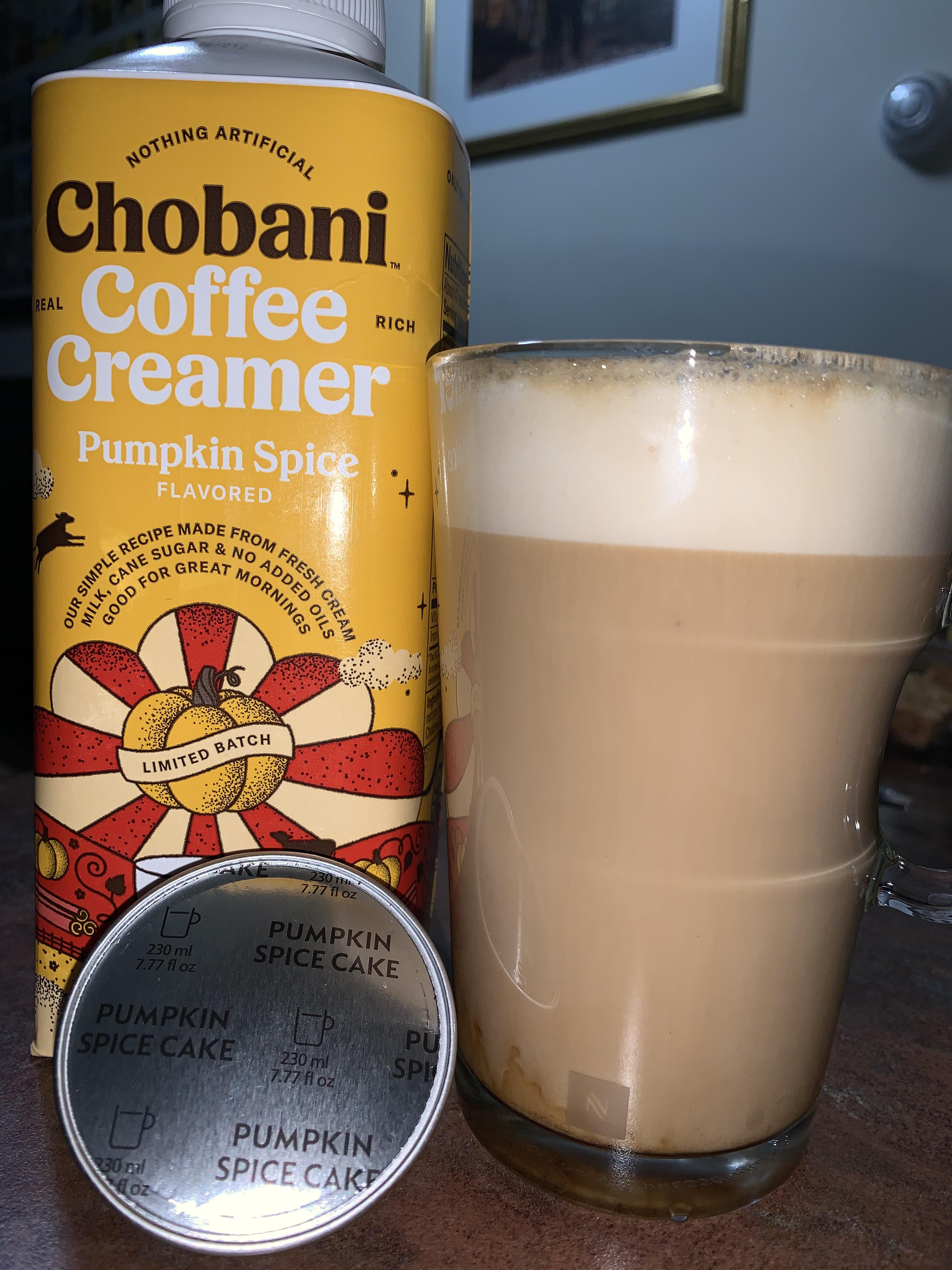 Pumpkin Spice Cake pod + Chobani Pumpkin Spice coffee creamer = Match