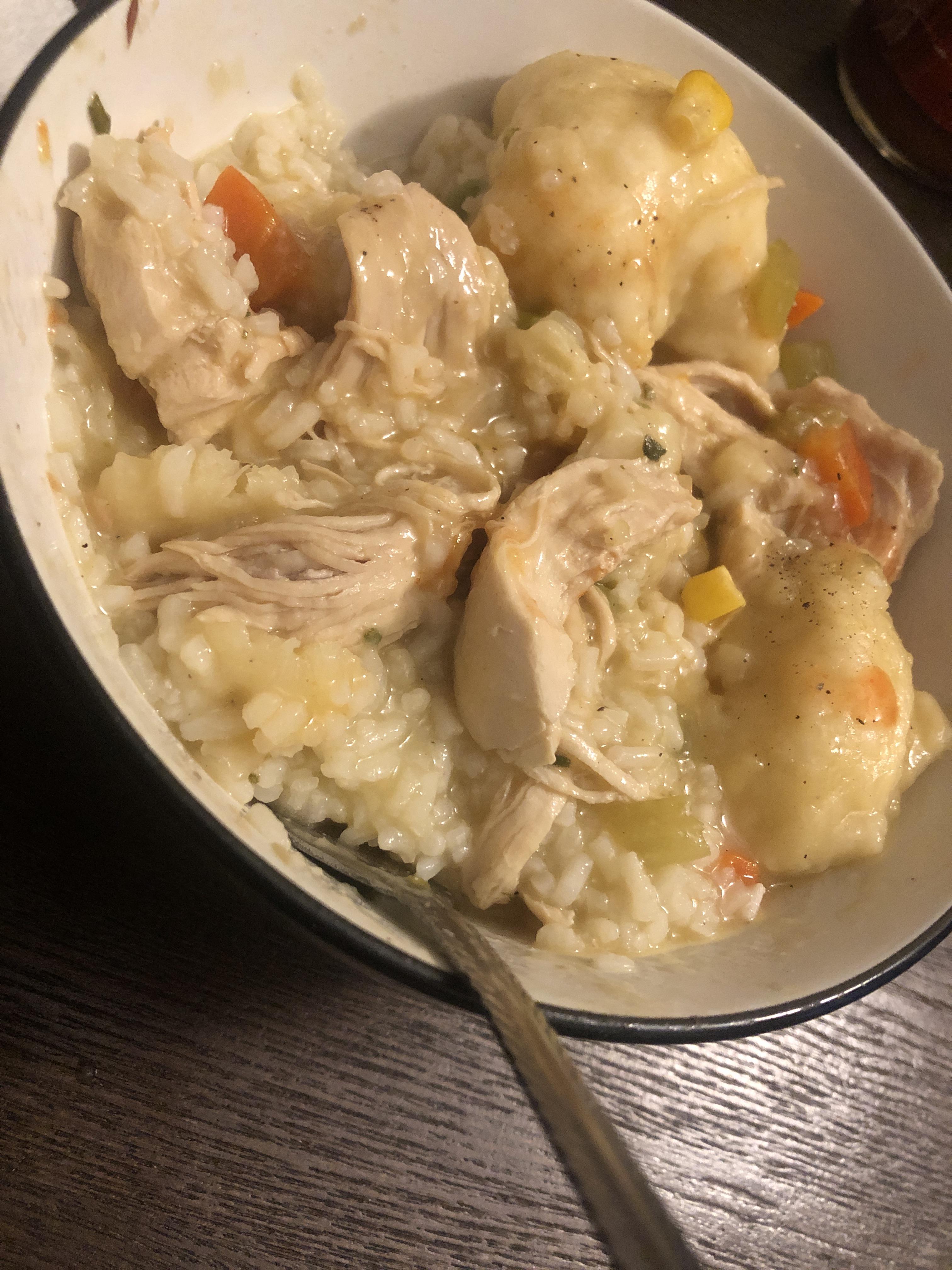 Chicken and dumplings with rosemary and sage. r/tonightsdinner