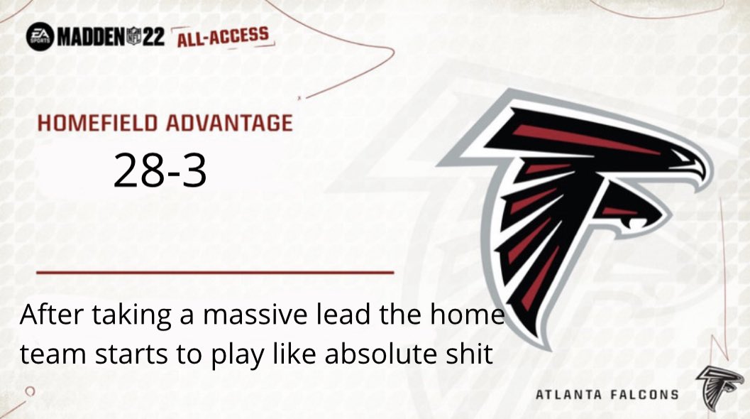 Falcons Madden Homefield advantage revealed r/Saints