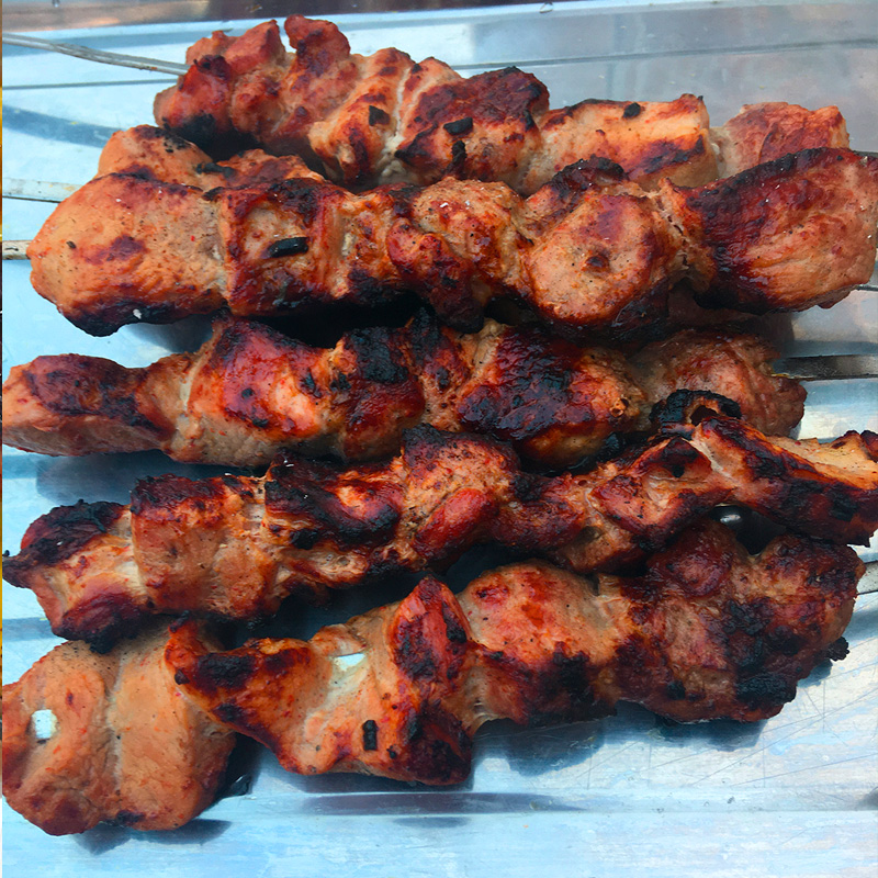 Grilled pork neck on skewers recipes