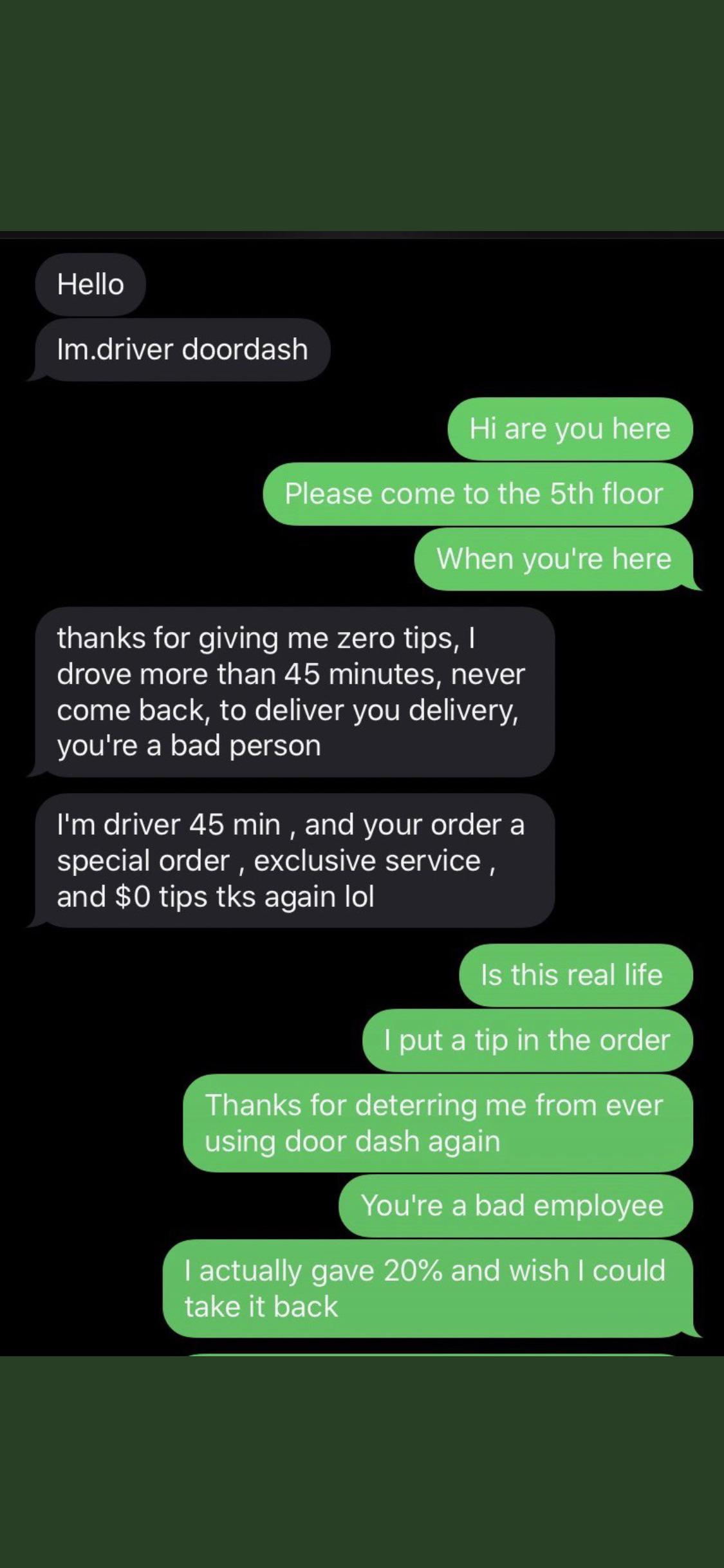 From DoorDash’s help twitter page. How much you wanna bet the