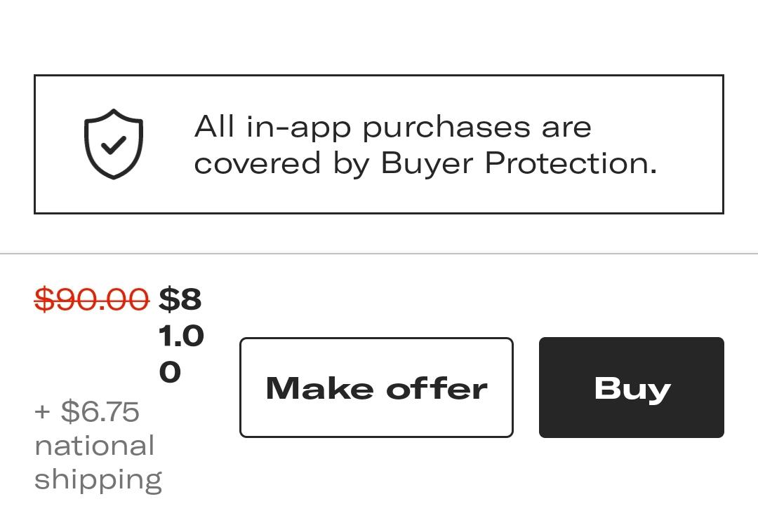 the "make offer" button isn't loading right.. Depop