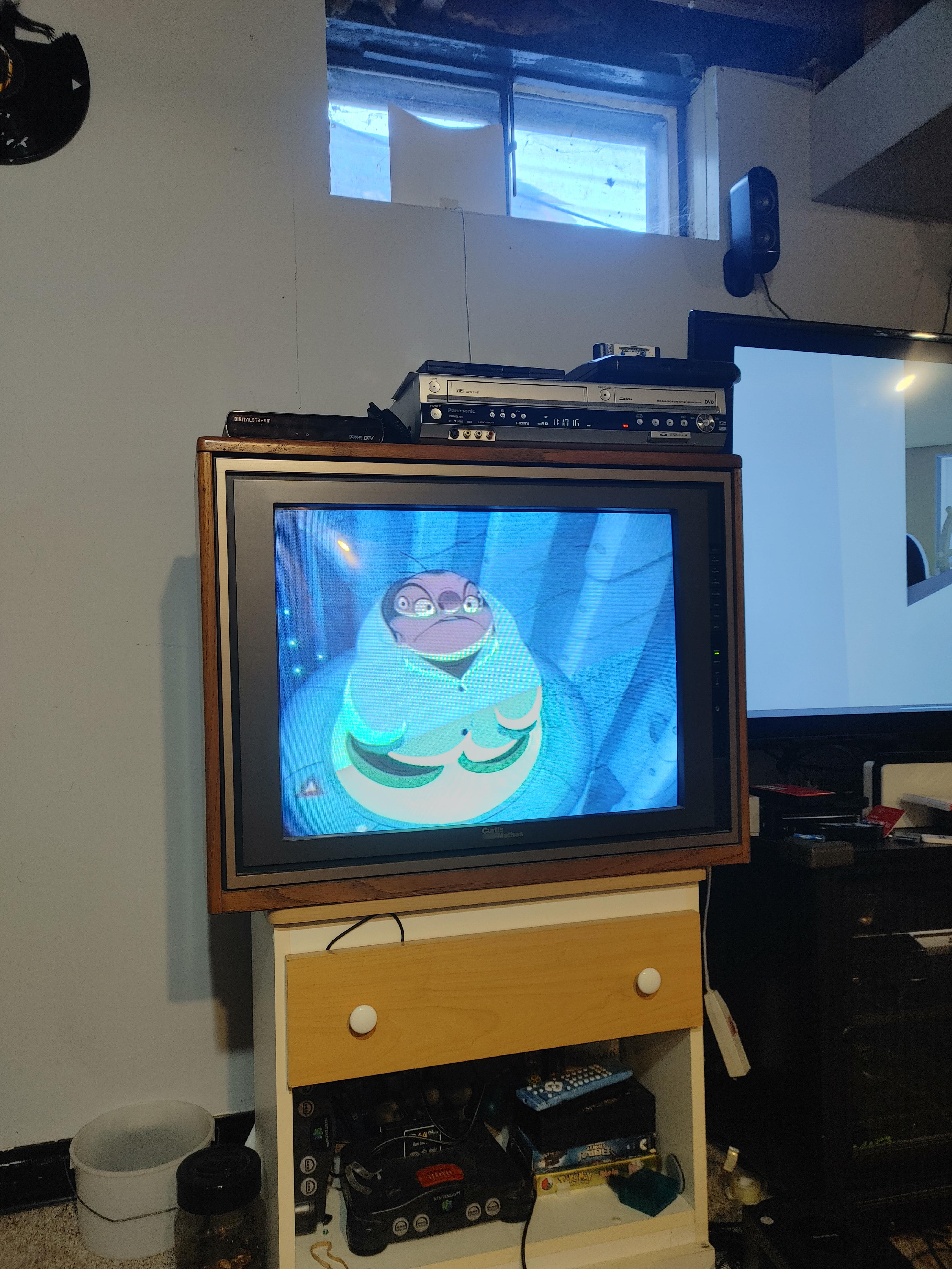 Watching VHS tapes on a tube TV. nostalgia