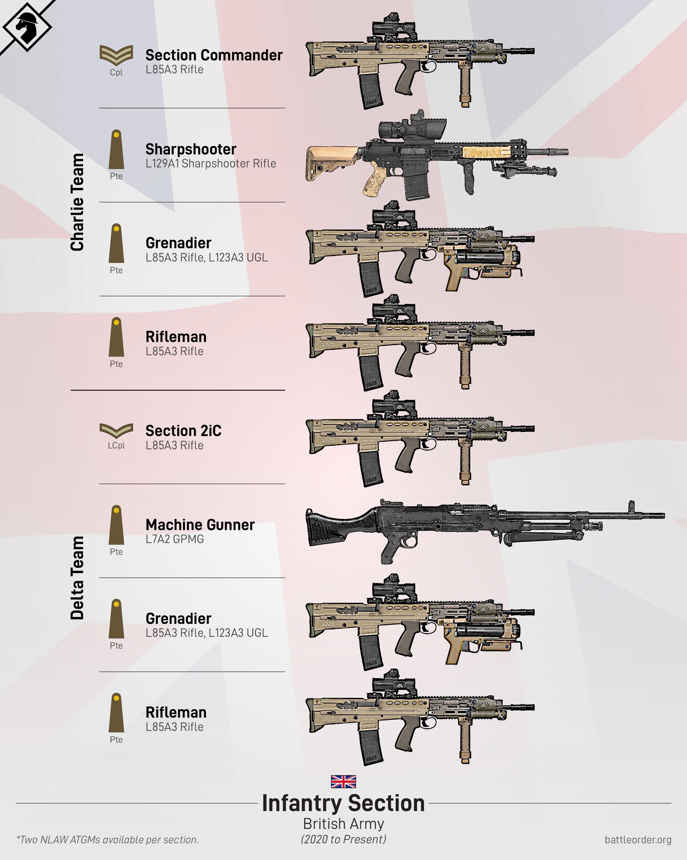 The British Army’s Infantry Section 2020 to Present Day Battle Order