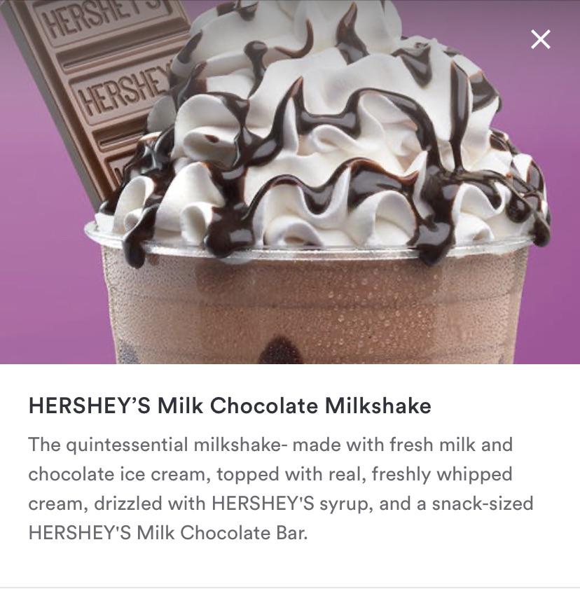 Hersheys chocolate milkshake r/caloriecount