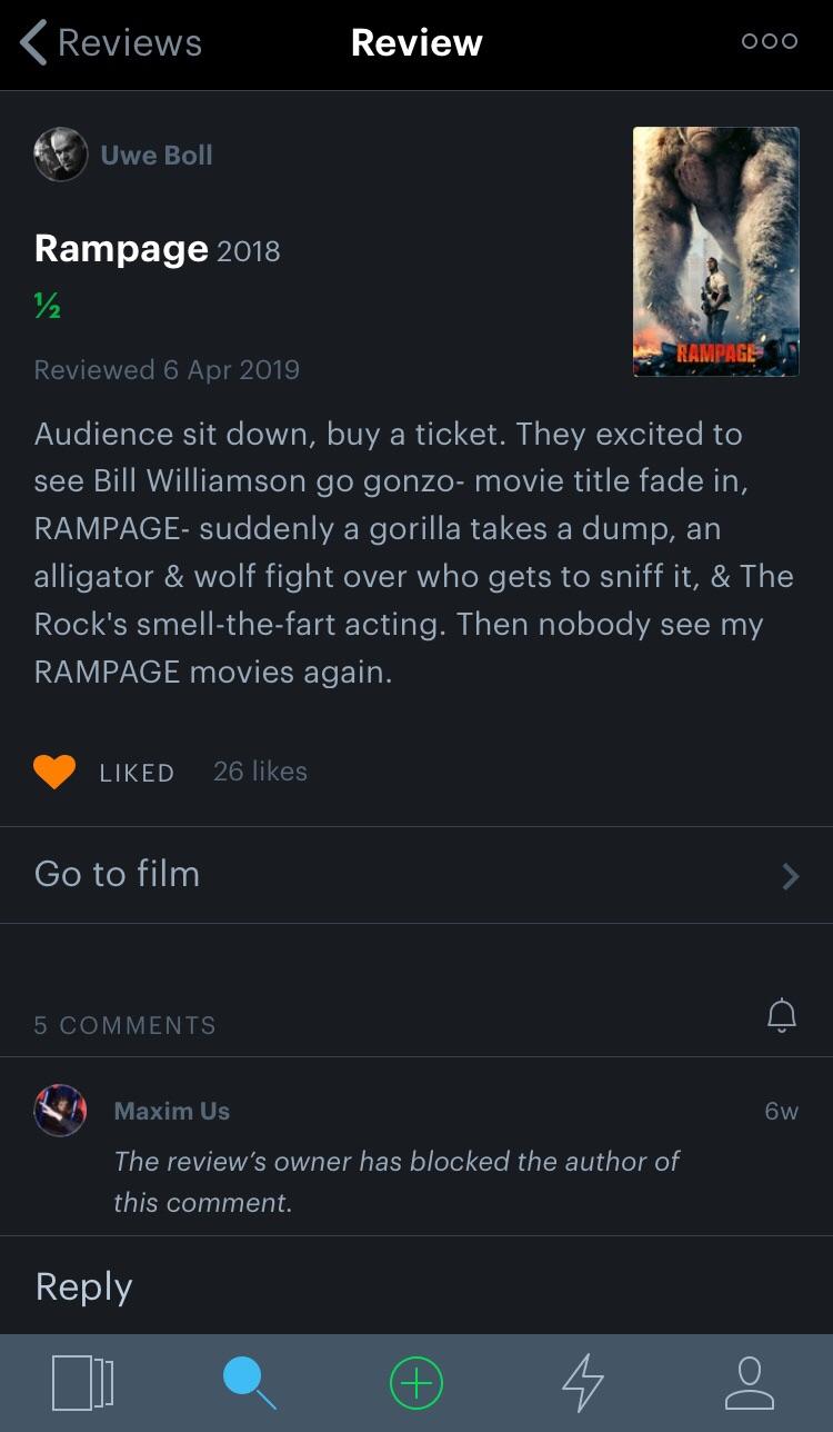 Uwe Boll’s letterboxd reviews are hilarious r/ralphthemoviemaker
