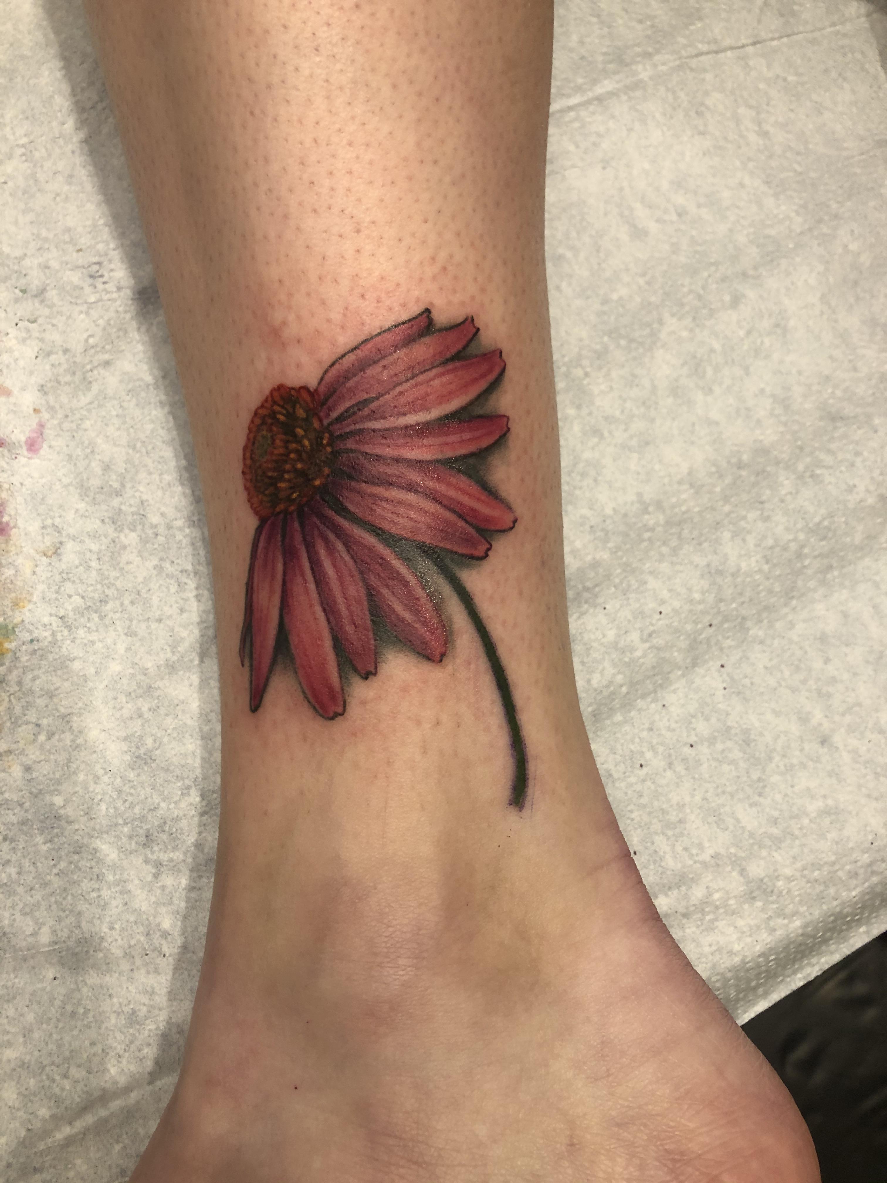 Red Gerber Daisy Tattoo