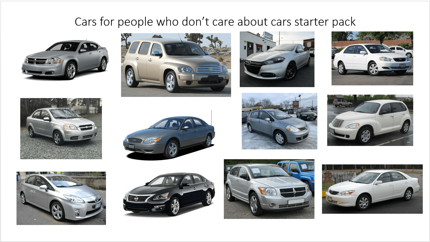 Cars for people who don't care about cars starter pack r/starterpacks