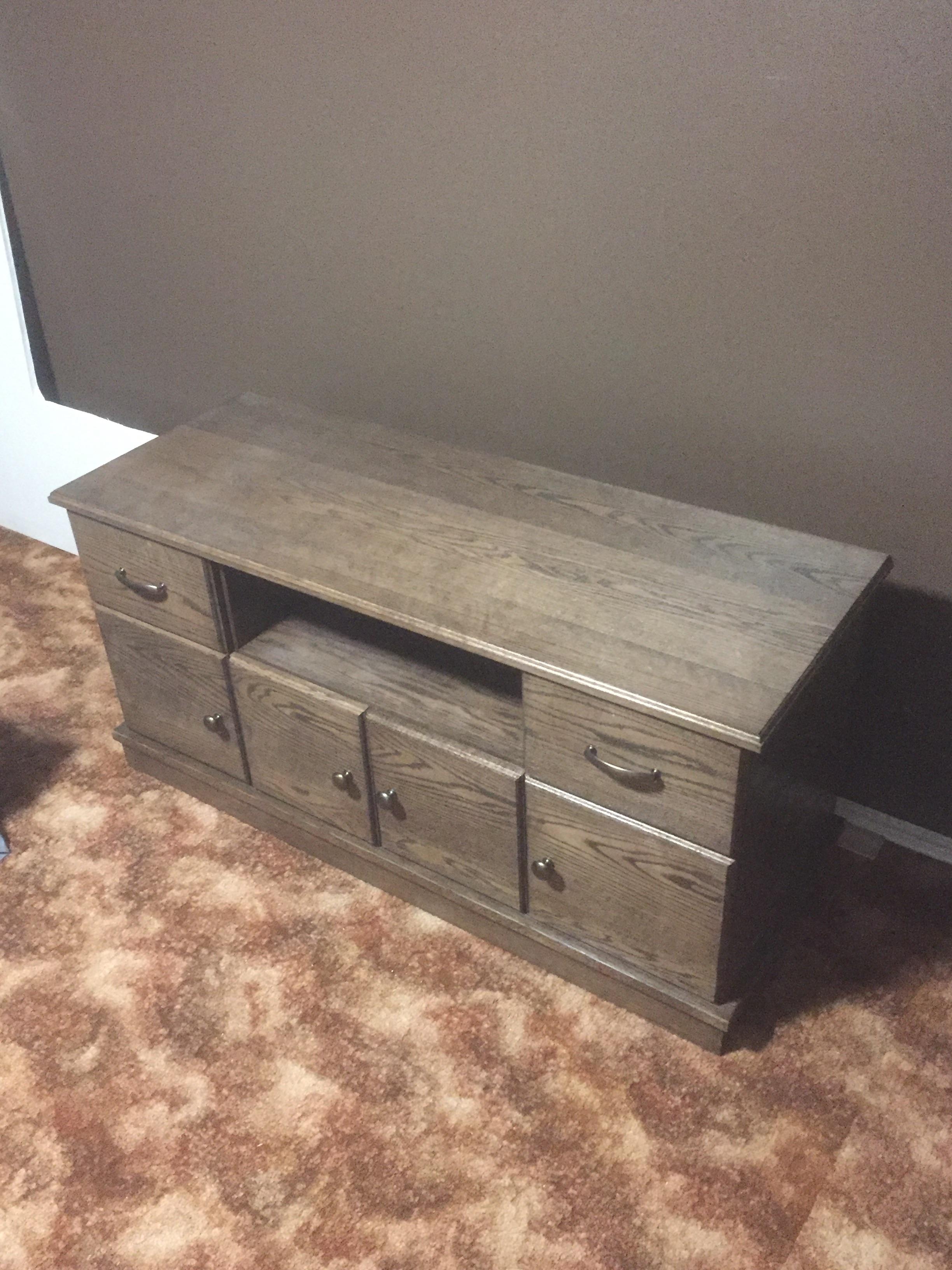 Tv stand I made for my brother r/woodworking