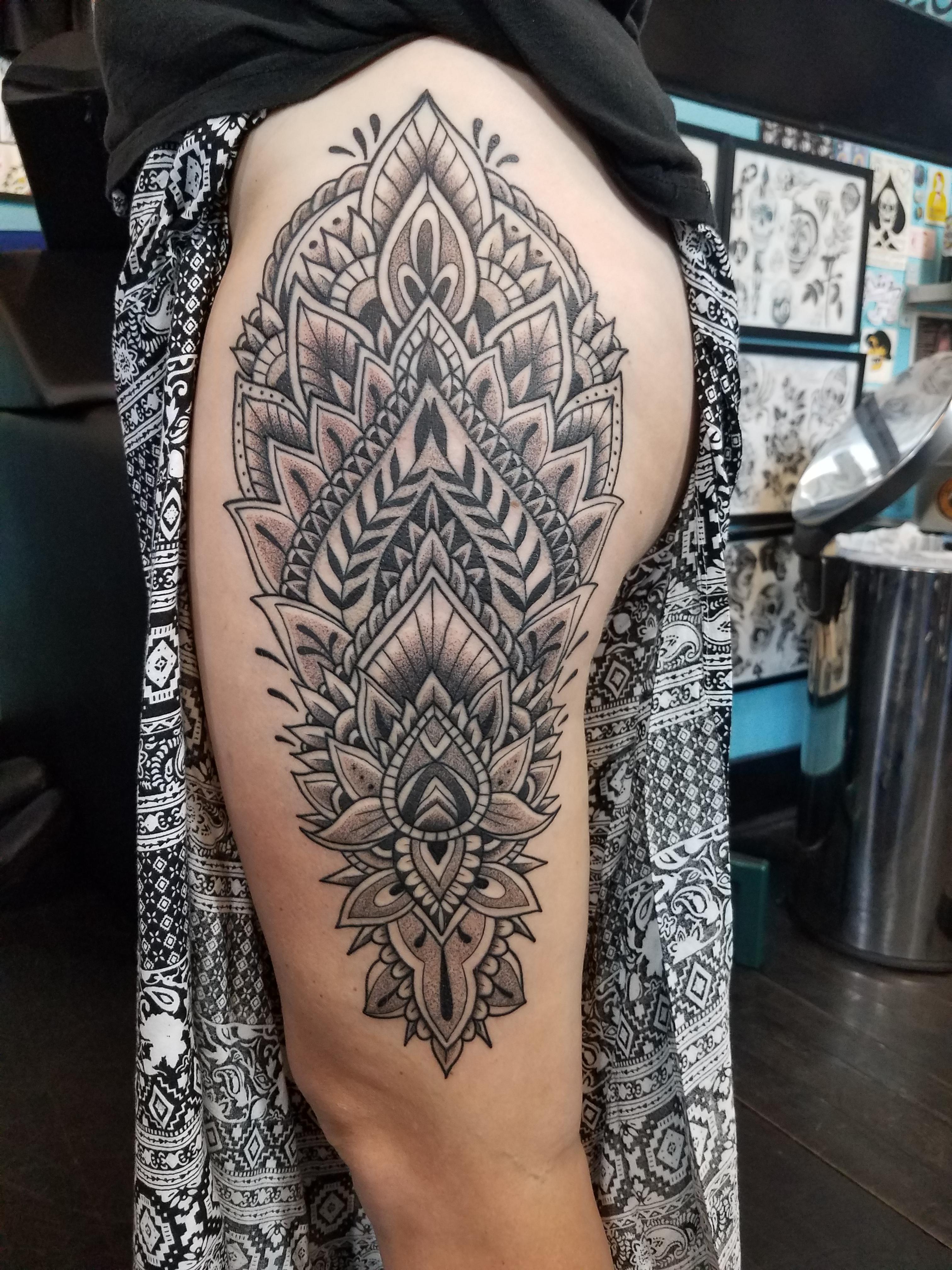 Mandala leg piece, Jake Wilkes, Only You Tattoo - Atlanta : tattoos