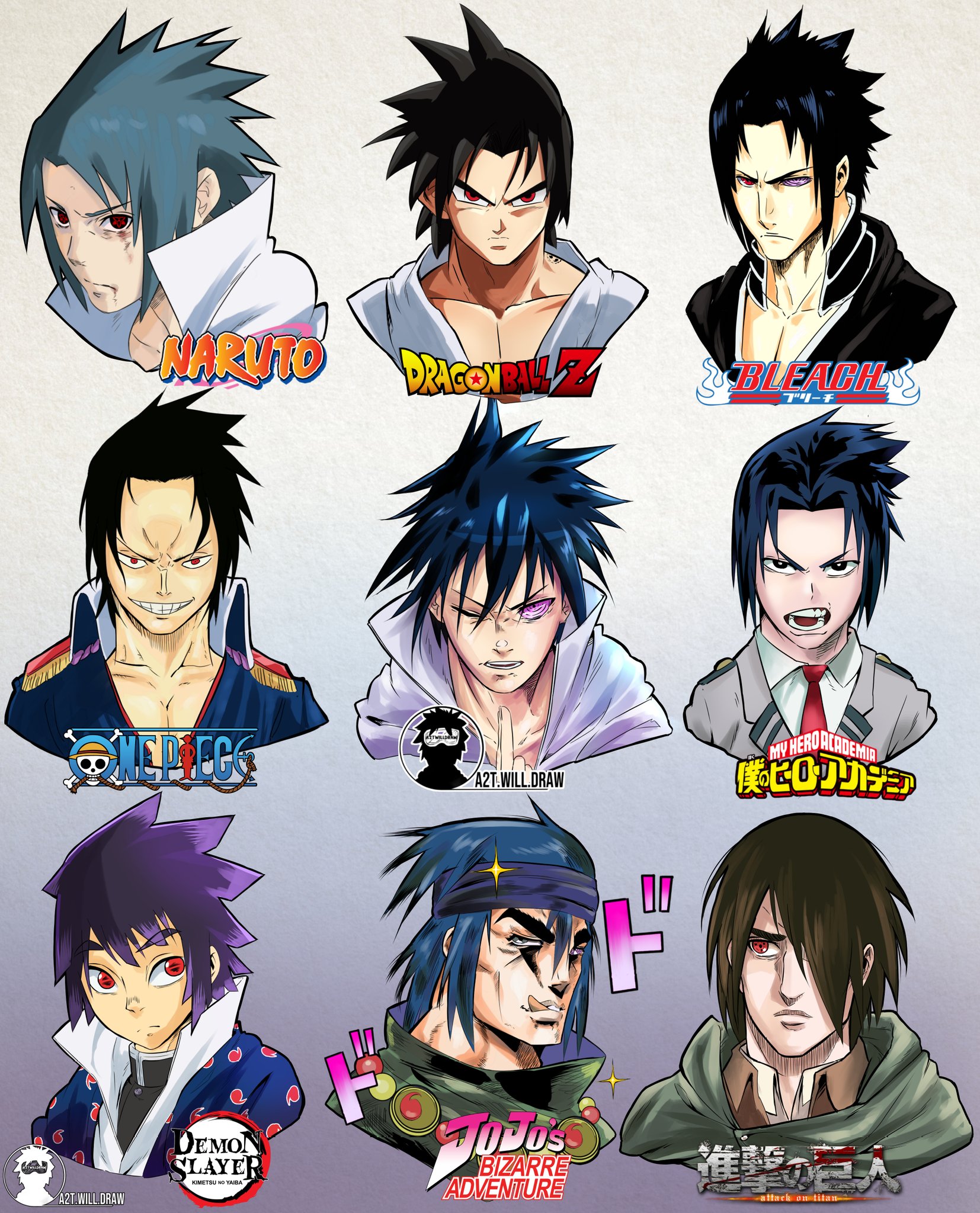 [Art] Sasuke in different Manga styles ( Naruto ) manga