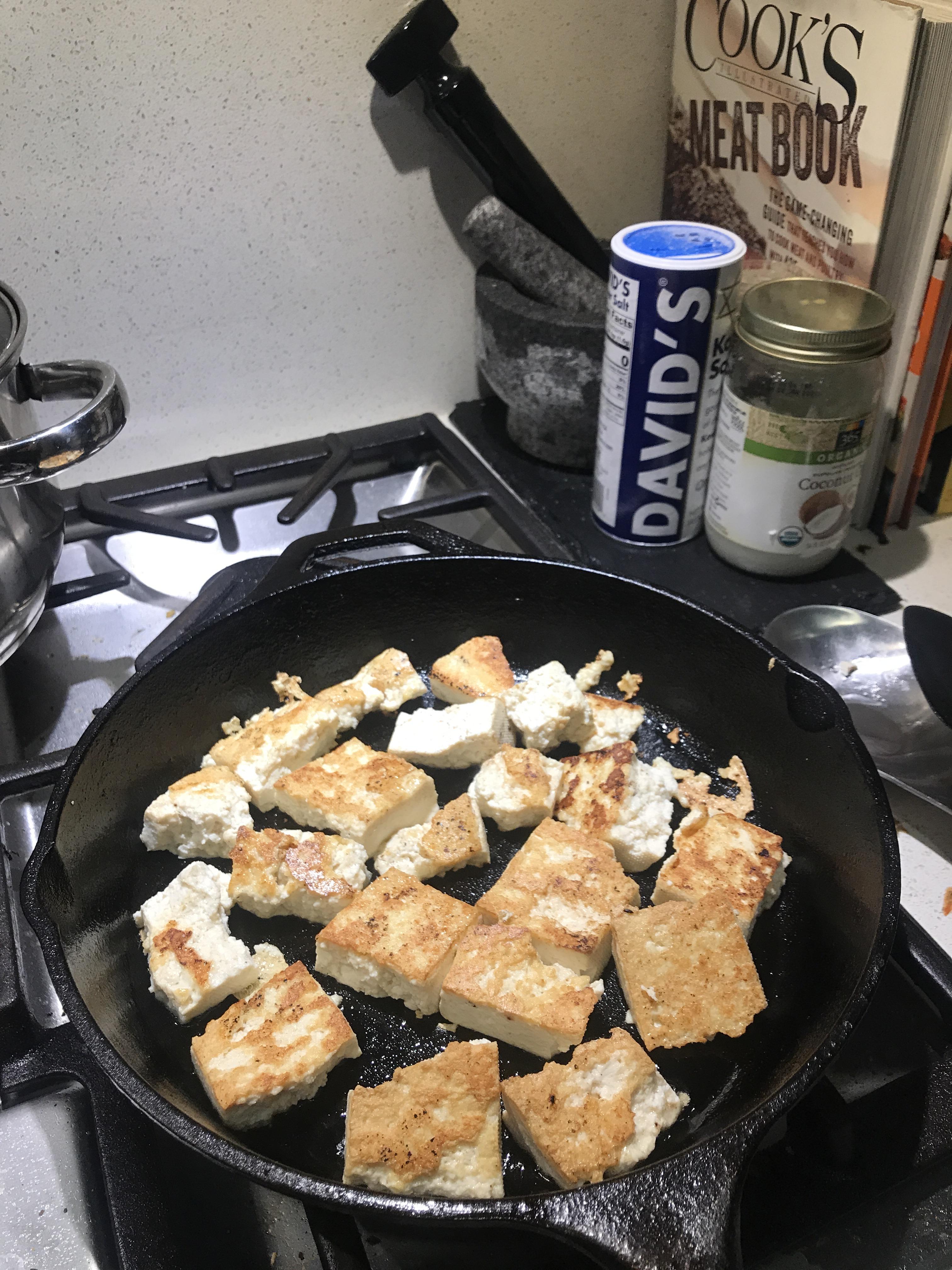 Crispy tofu in cast iron. r/castiron