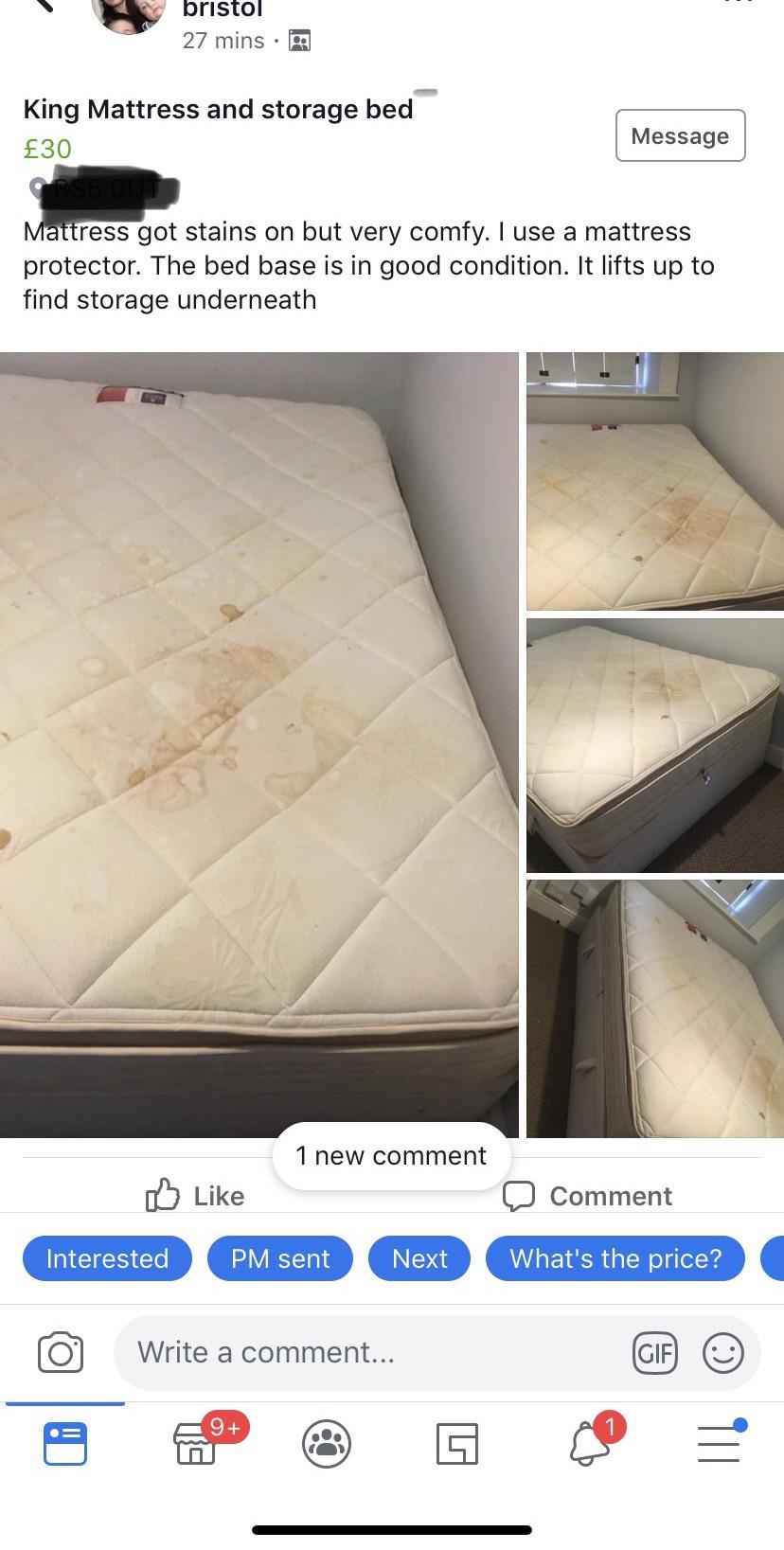 Just as well she used a mattress protector r/delusionalcraigslist