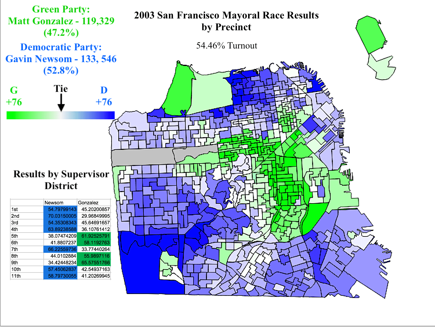 2003 San Francisco Mayoral Election Results by Precinct [1434 x 1080