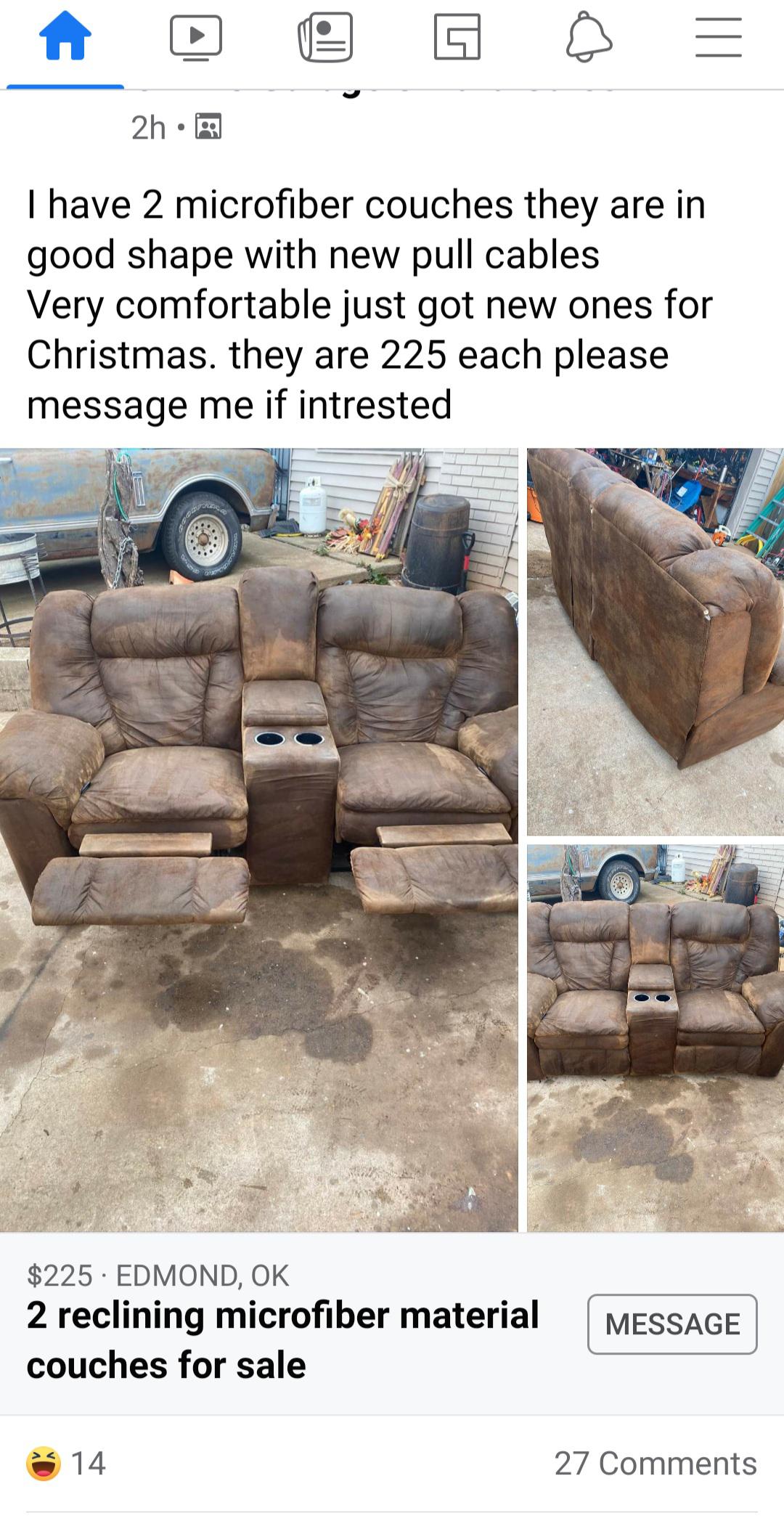 I can smell these couches thru their ad. r/delusionalcraigslist