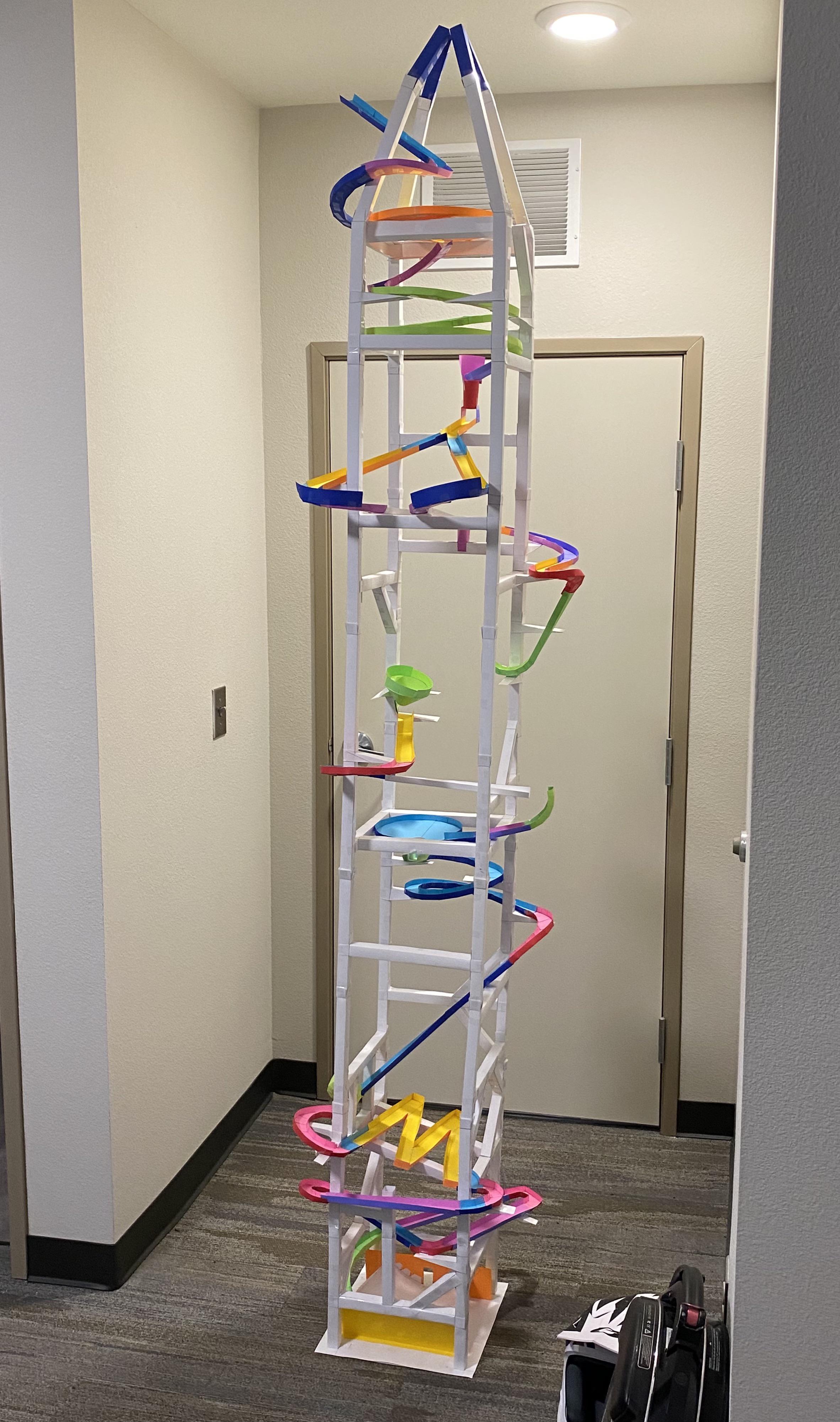 This nearly 8 foot paper marble roller coaster I built during the first