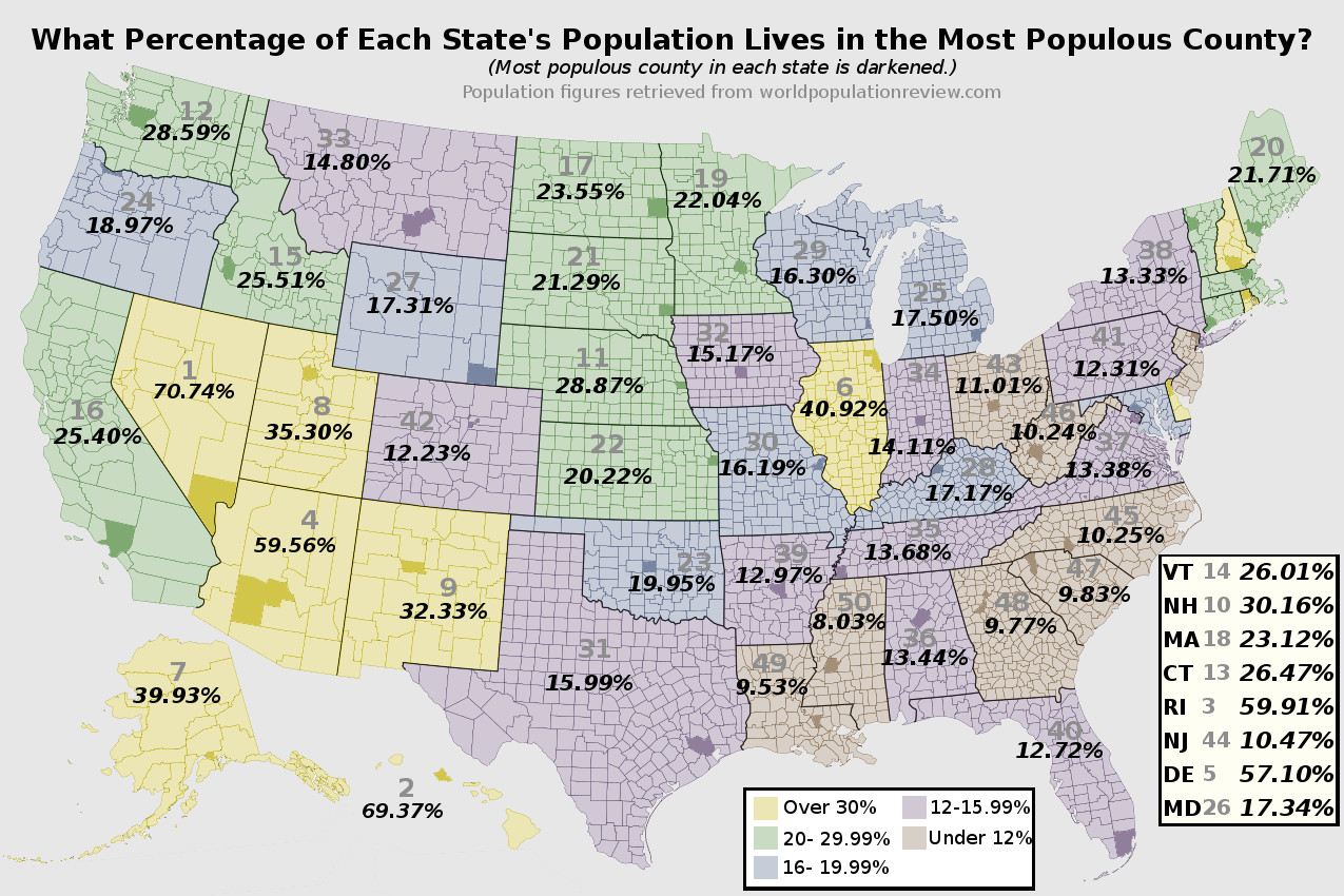 How Much of Each State Lives in the Biggest County? r/Nevada