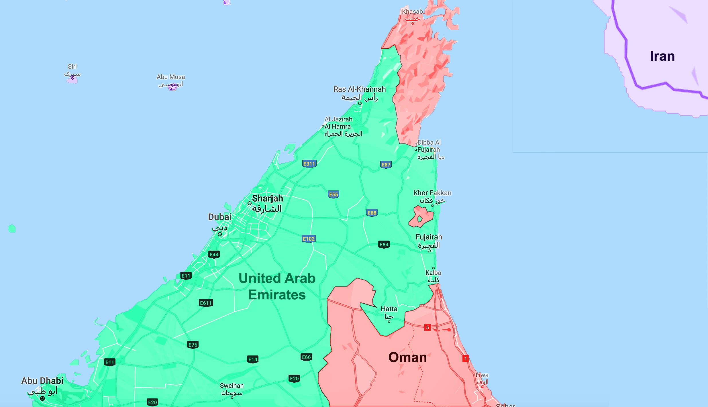 UAEOman Border r/MapPorn