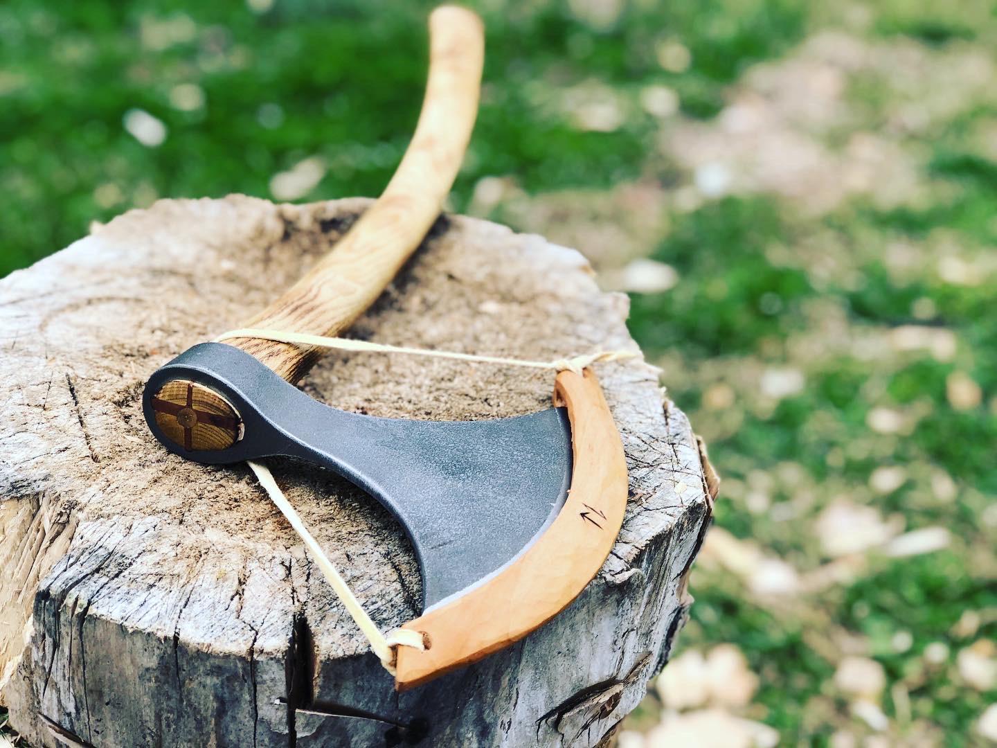 Custom cold steel viking axe I did for a friend! Curved ash handle and