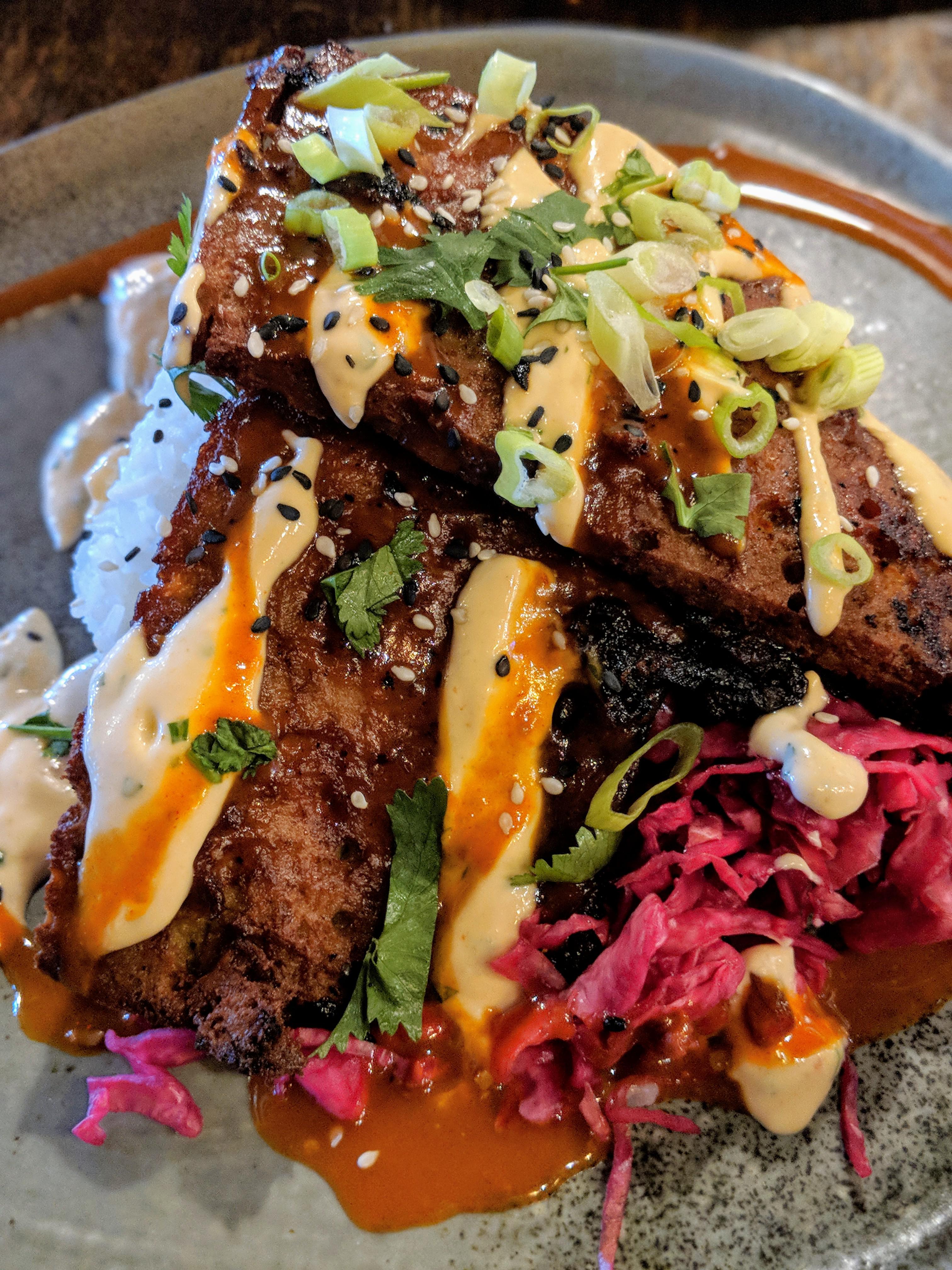 Korean (seitan) short ribs at Crafted in Greensboro, NC are a religious