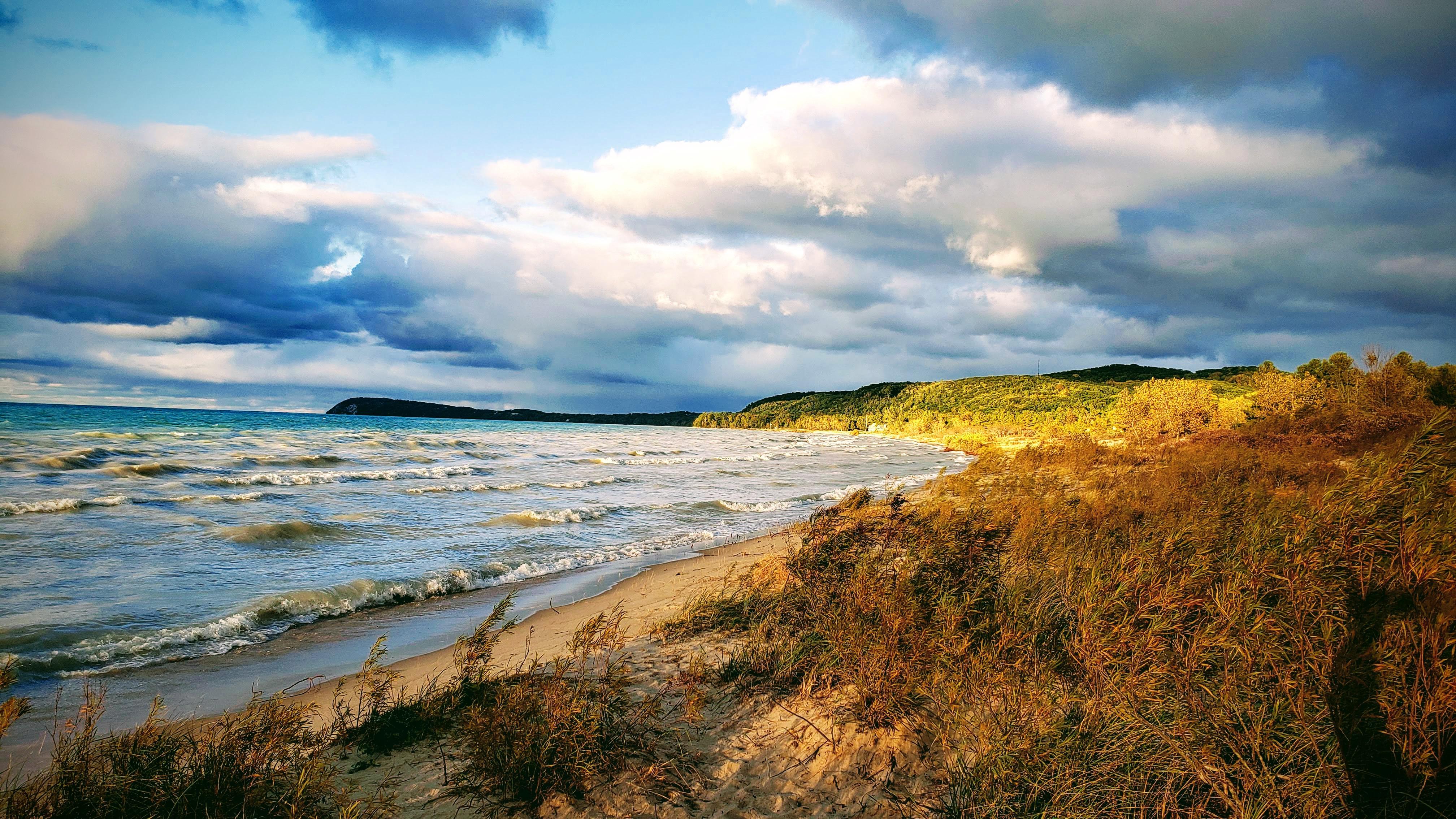 The beach at Good harbor on lake Michigan, just south of Leland, during