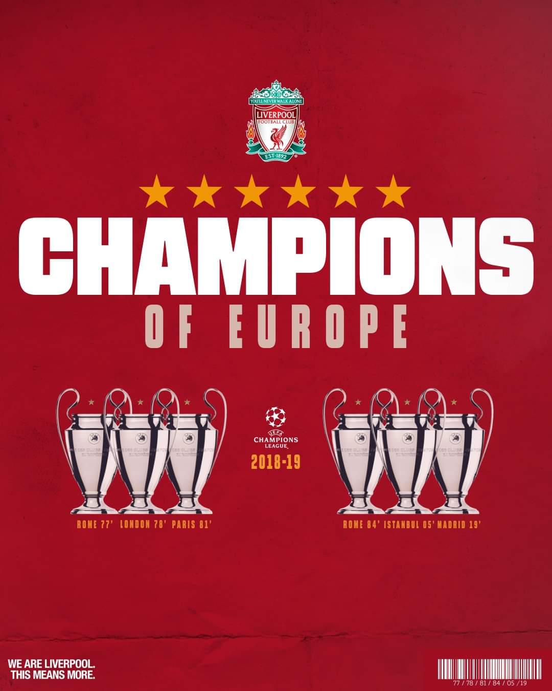 We now have more European cups/Champions league wins than the rest of