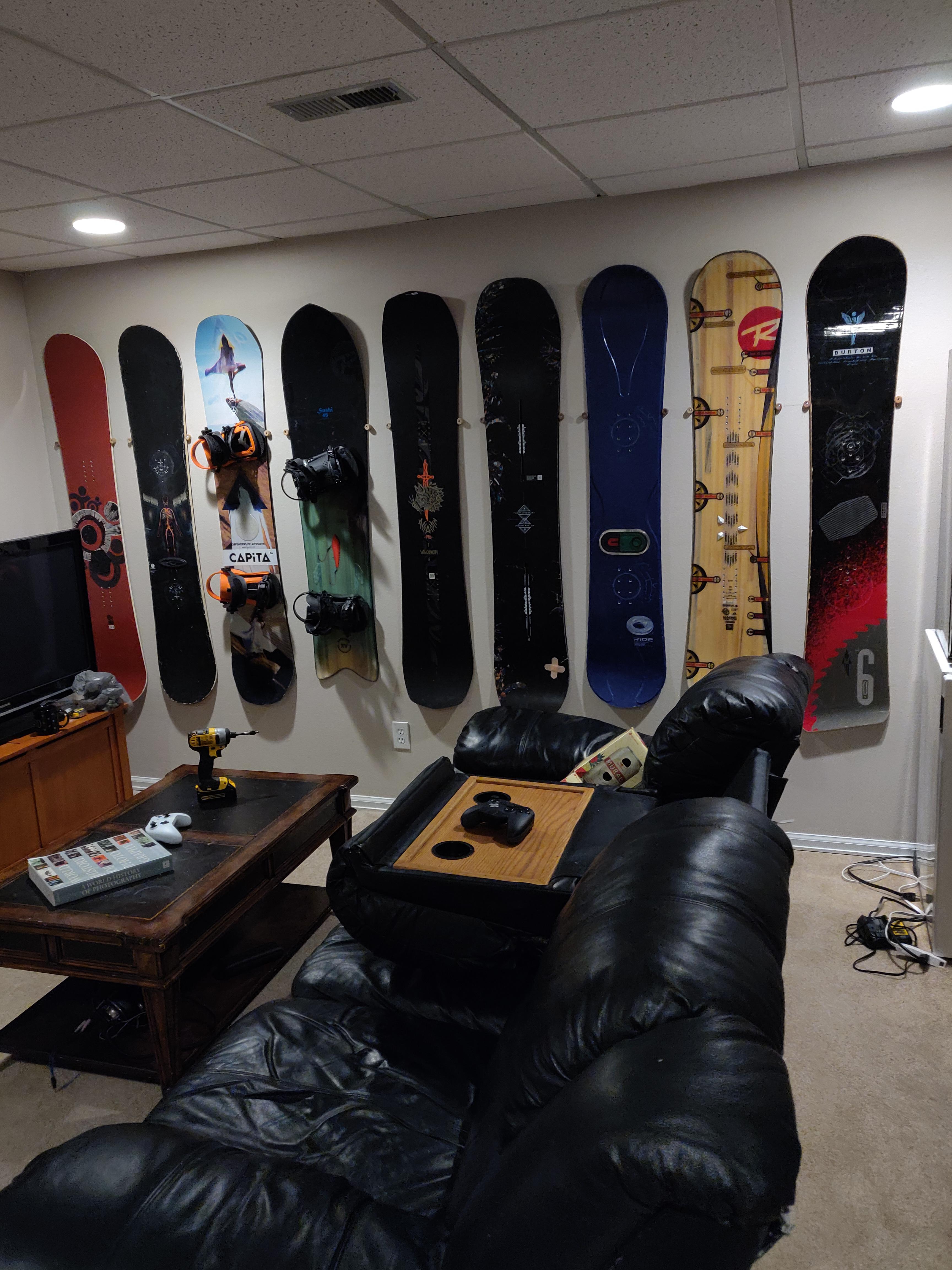 Finally all mounted on the wall r/snowboarding