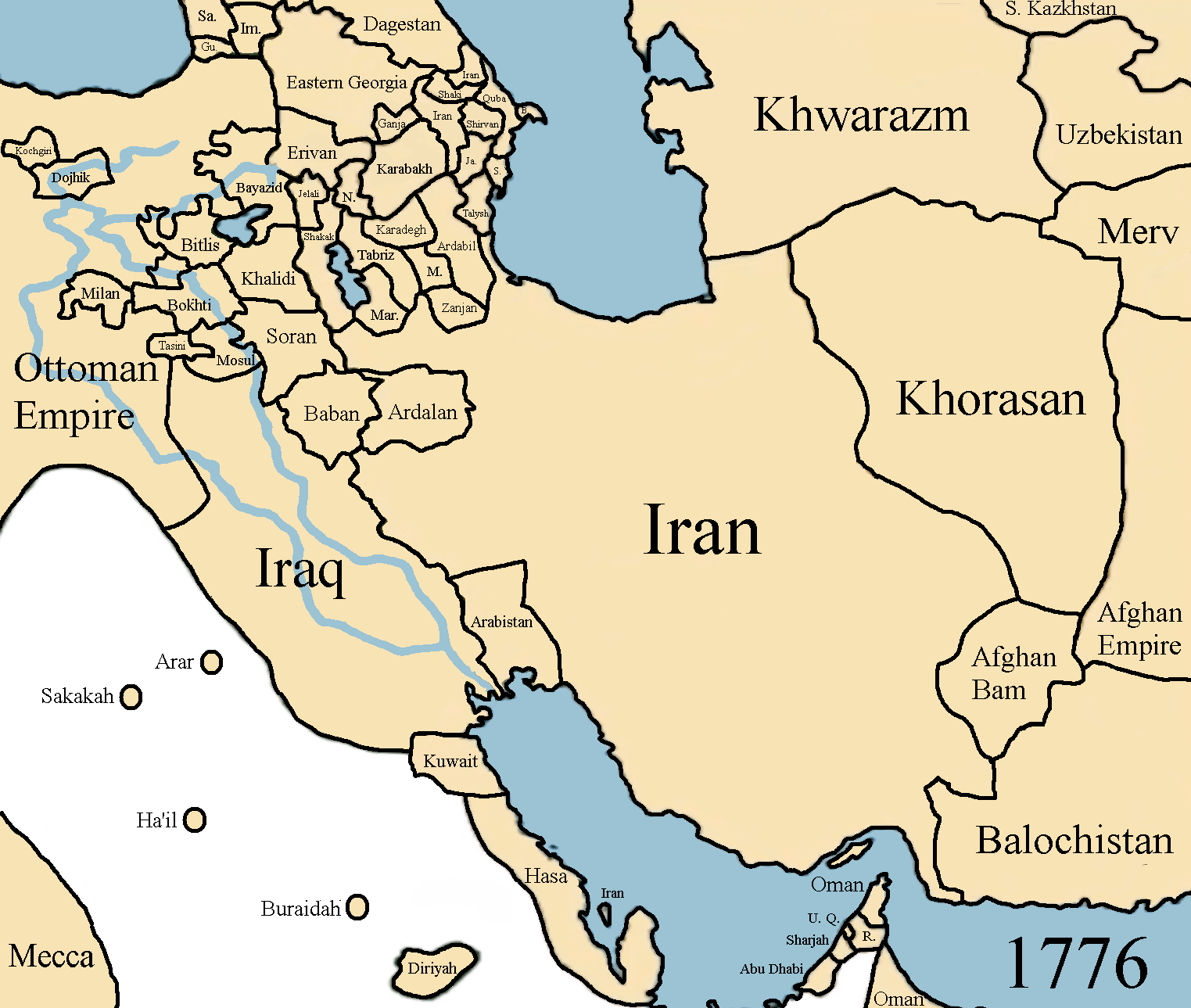 Persian Empire Map Modern Countries