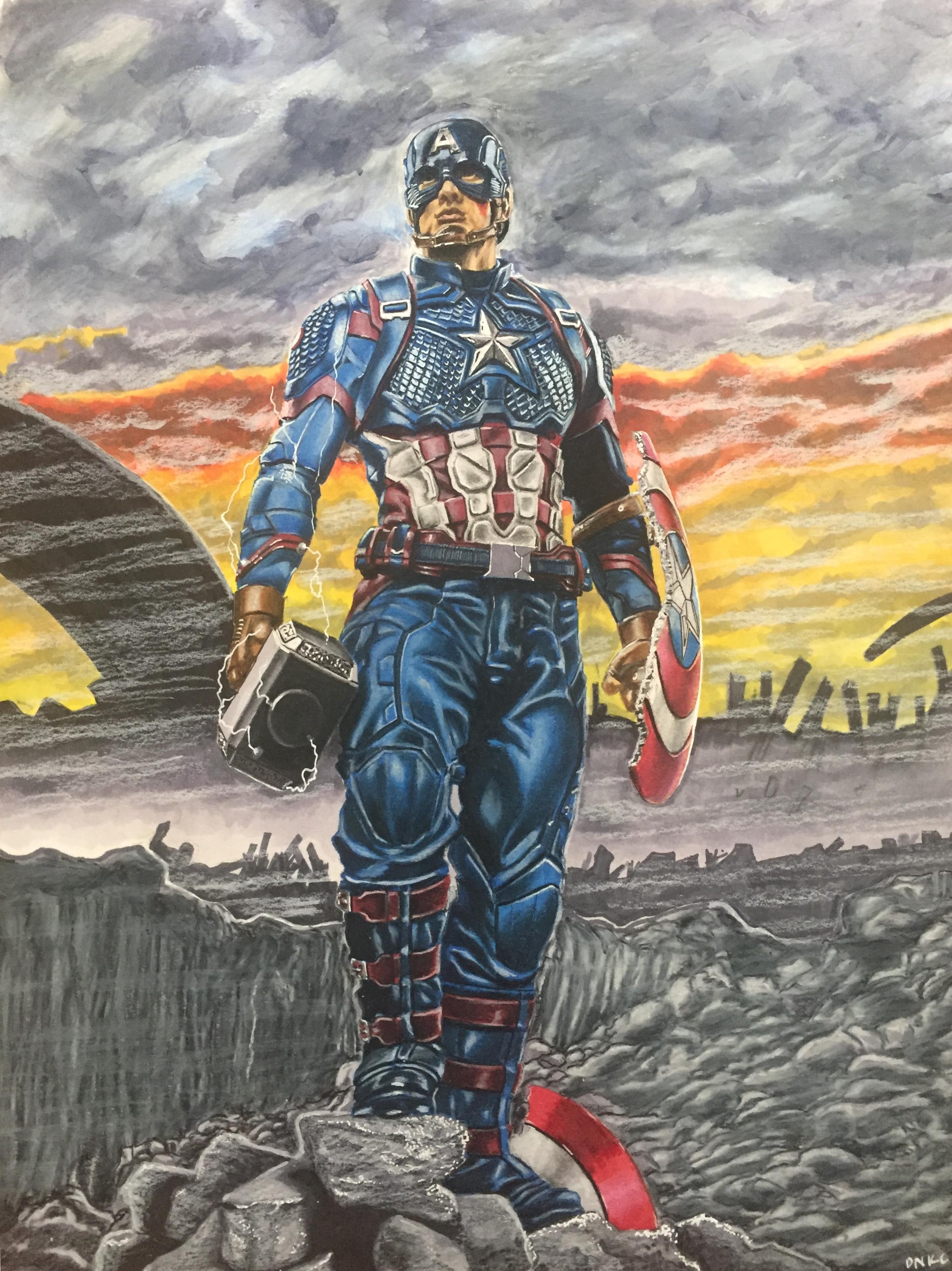 Captain America Scene from Avengers Endgame!Drawing by me