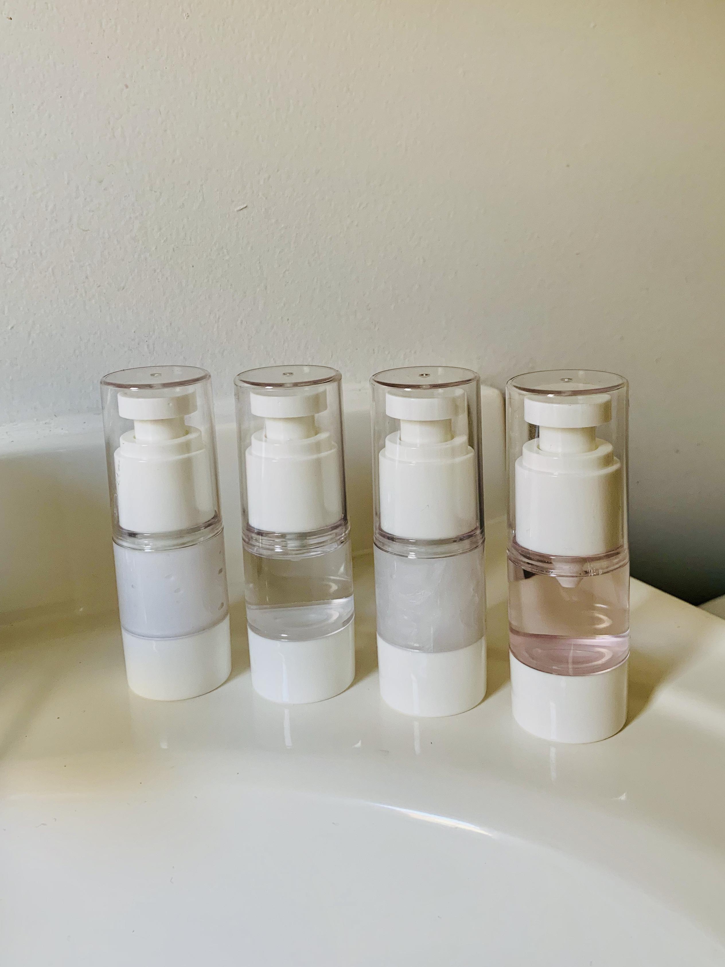 Going minimal! I put my lotion, micellar water, face wash, and rose