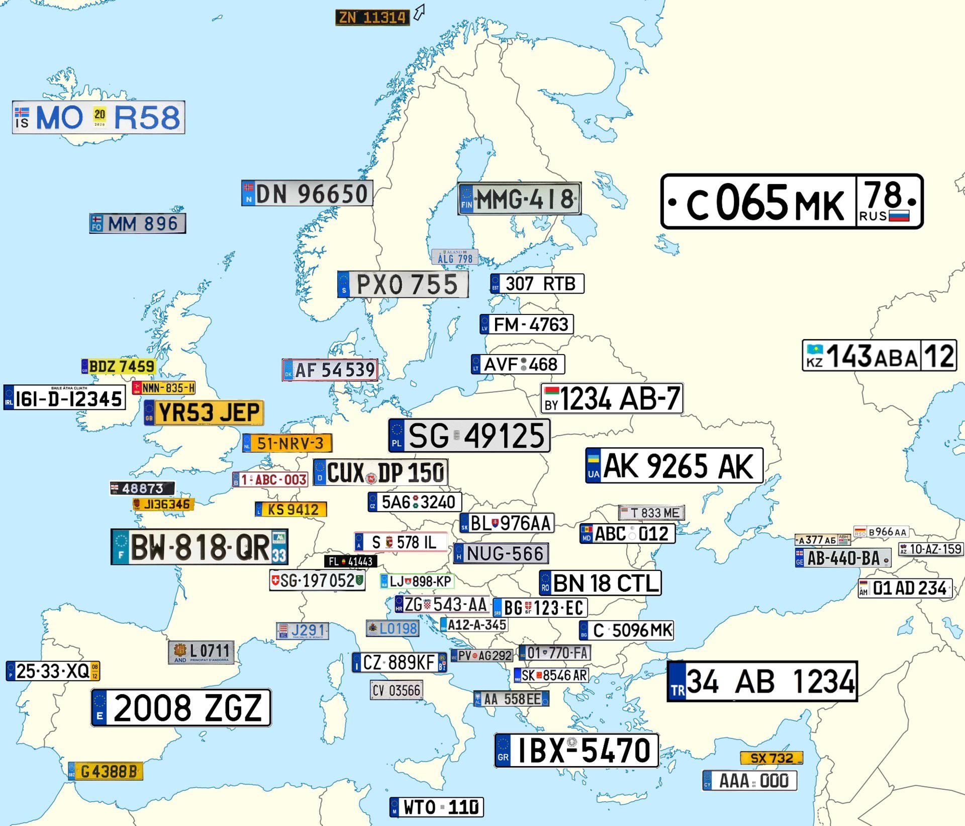 The License plates of Europe. r/MapPorn