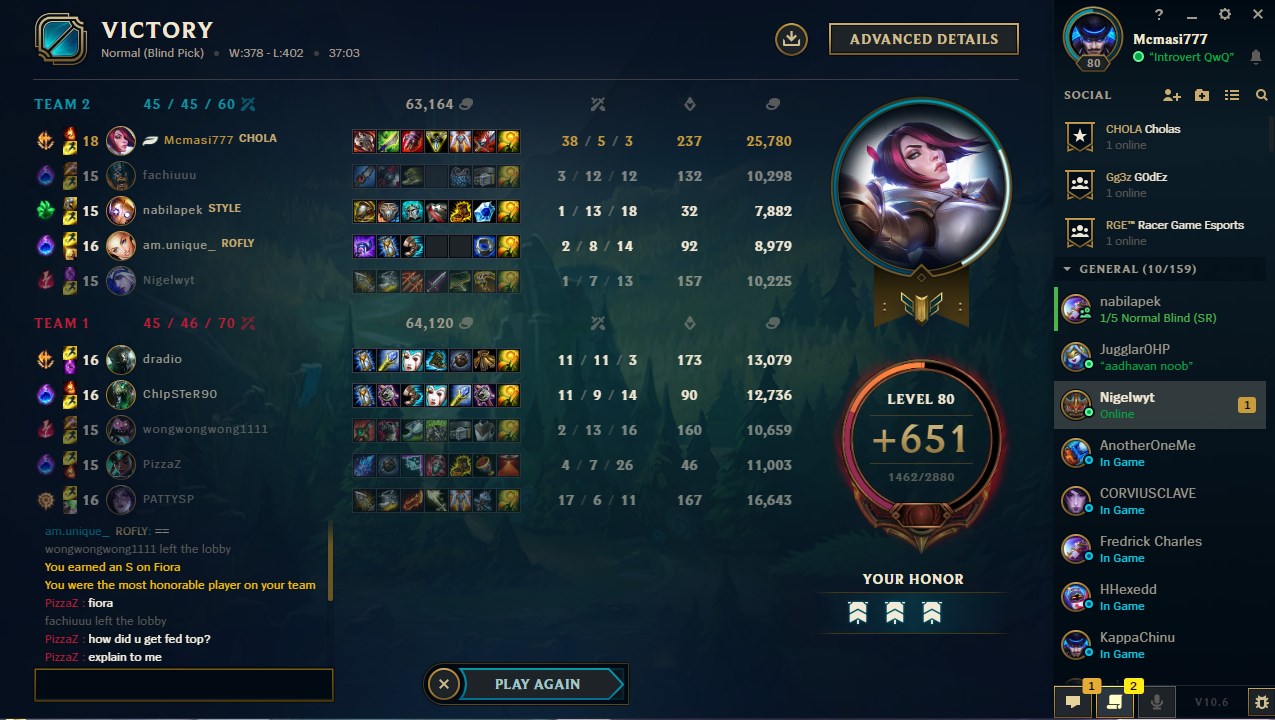 just a normal blind pick.anyway I really love this champ, insane life
