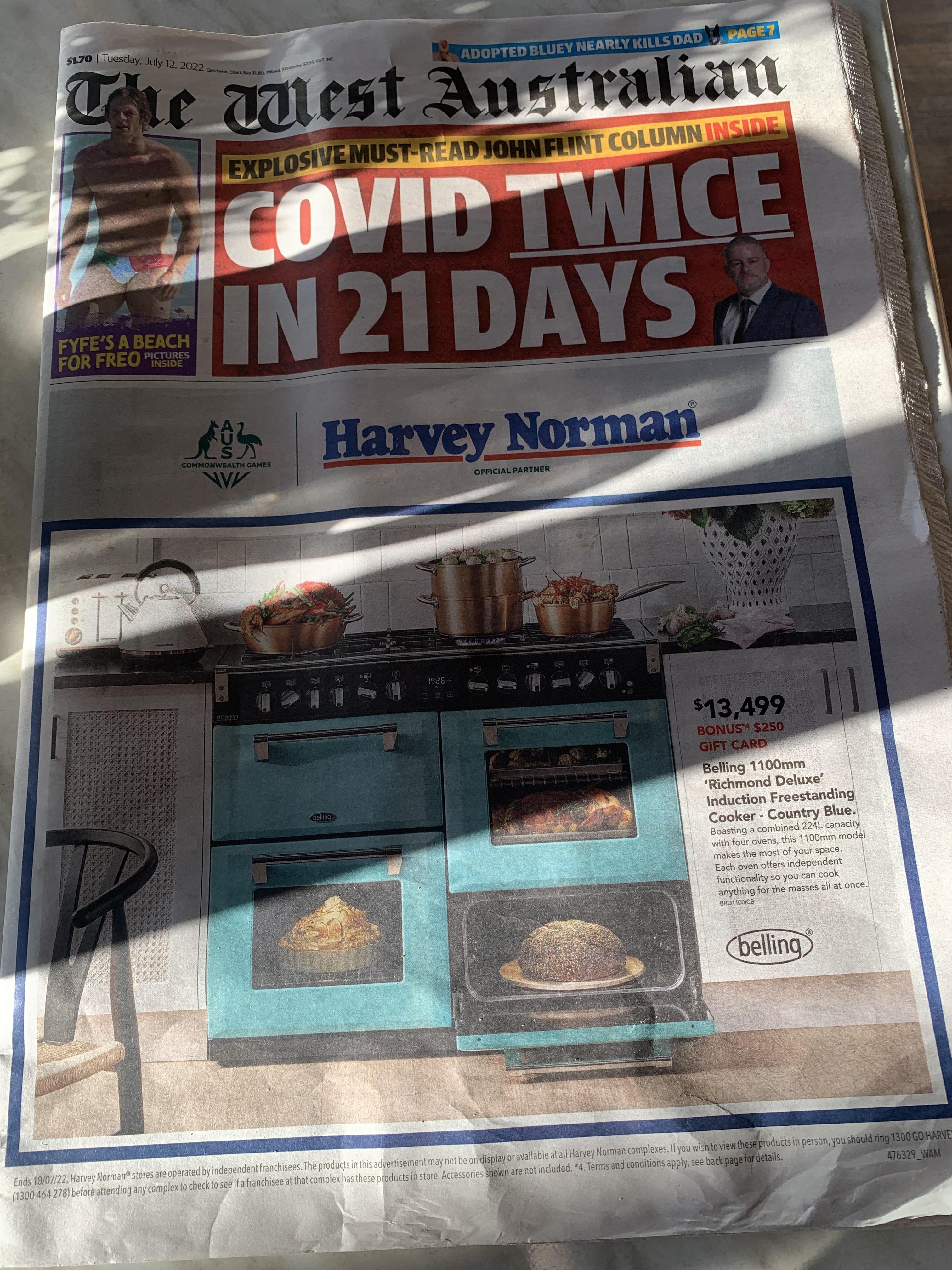 The front page is a Harvey Norman add? Is this the new normal? australia