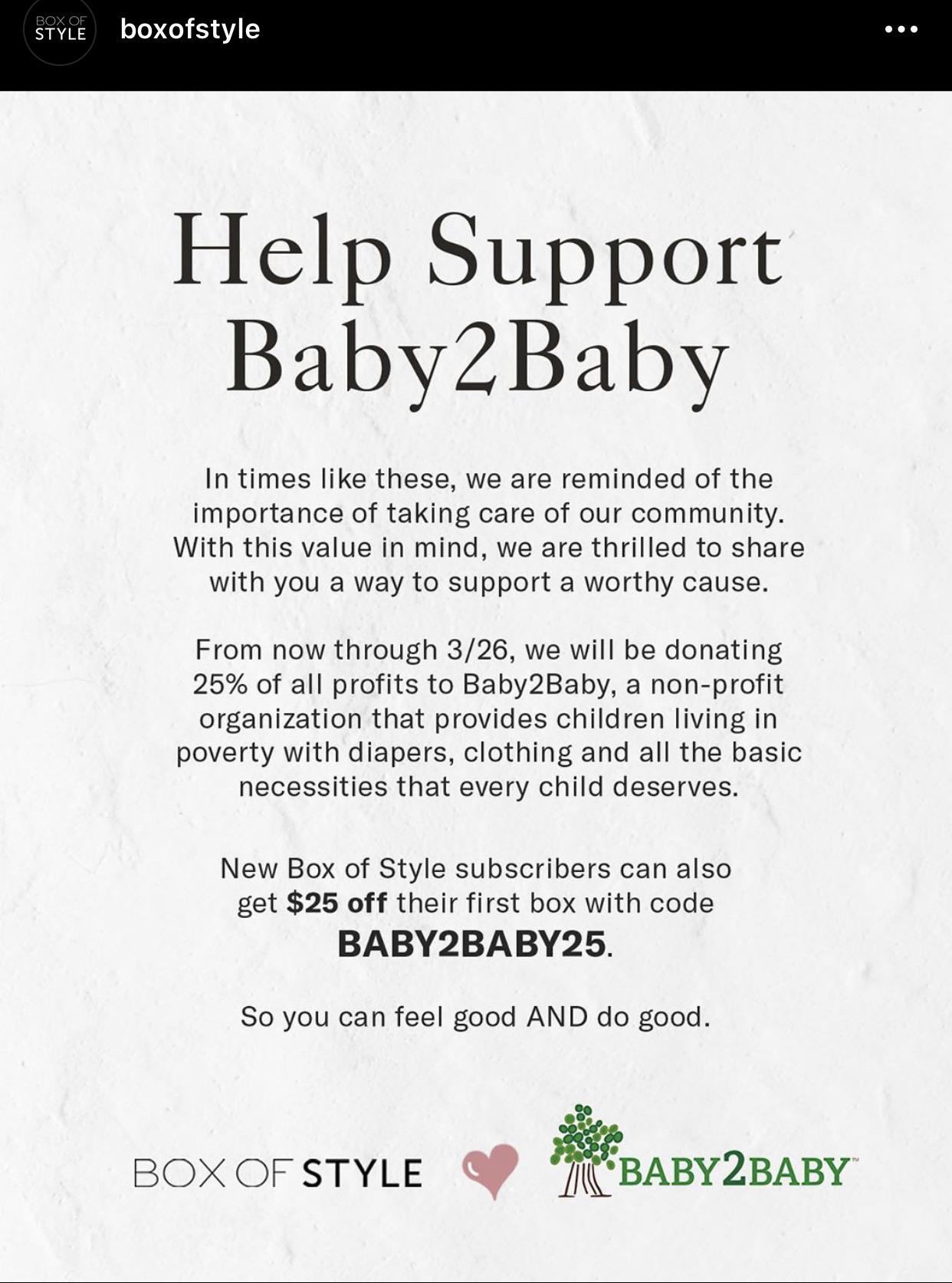 Rachel Zoe Box of Style 25 off coupon BABY2BABY25 as part of fundraiser, ends 3/26 r/BeautyBoxes