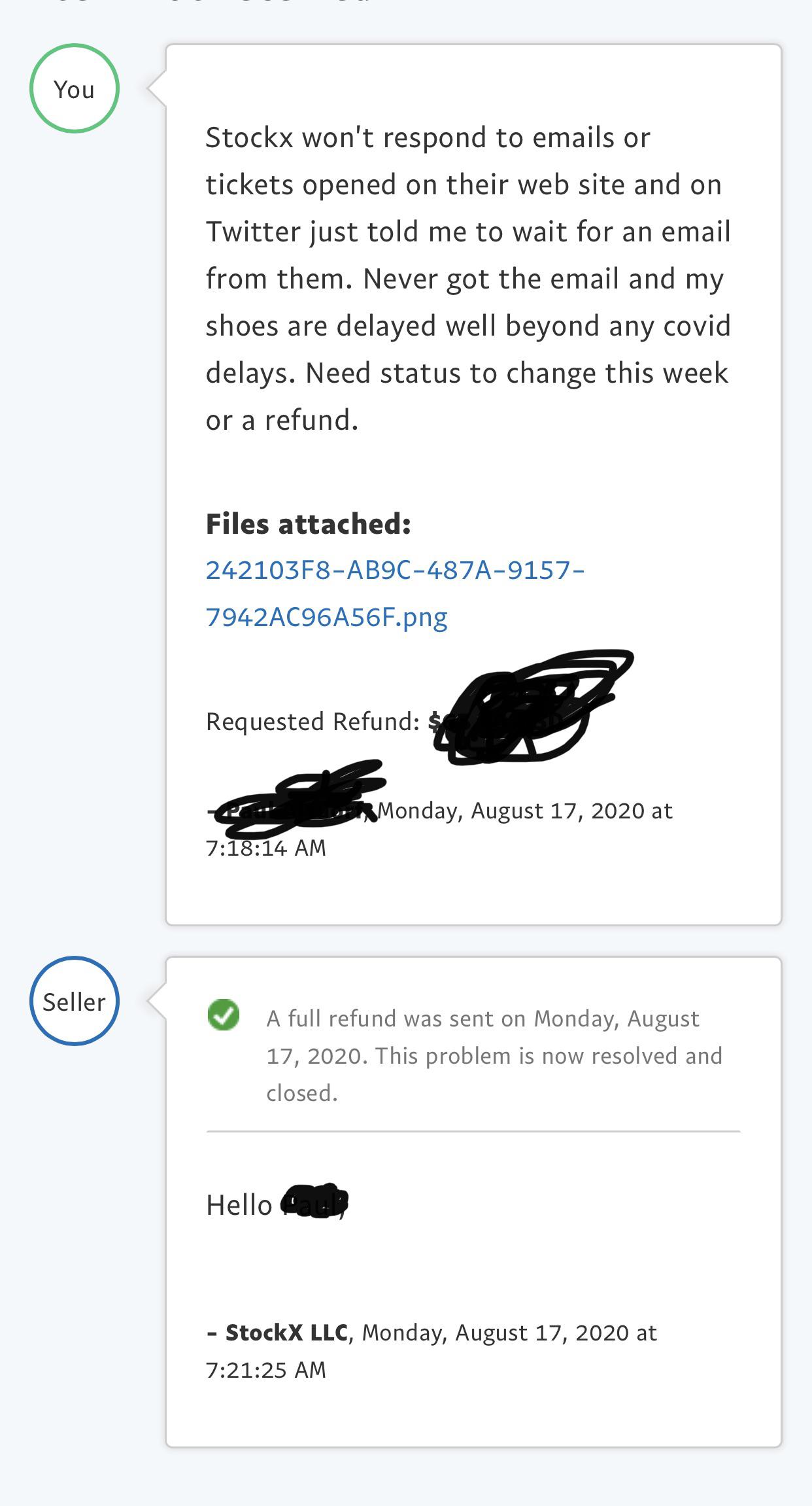3 minute refund r/stockx