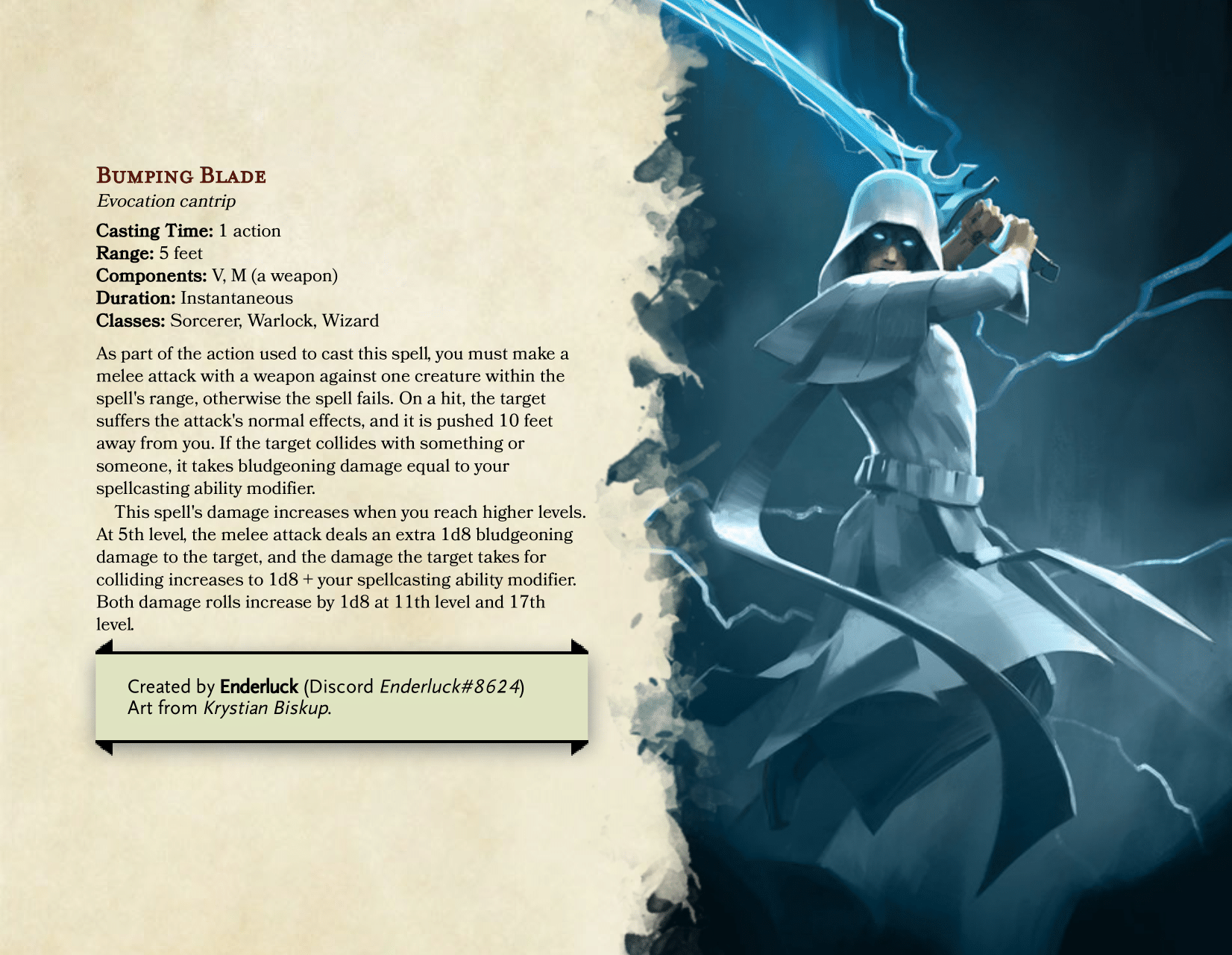 New Cantrip Bumping Blade Spells Collection r/DnDHomebrew