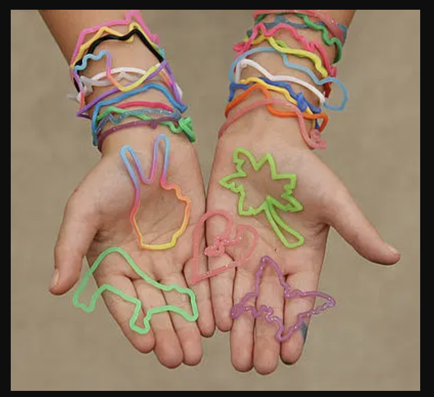 Silly Bandz rubber bands made of silicone rubber formed into shapes