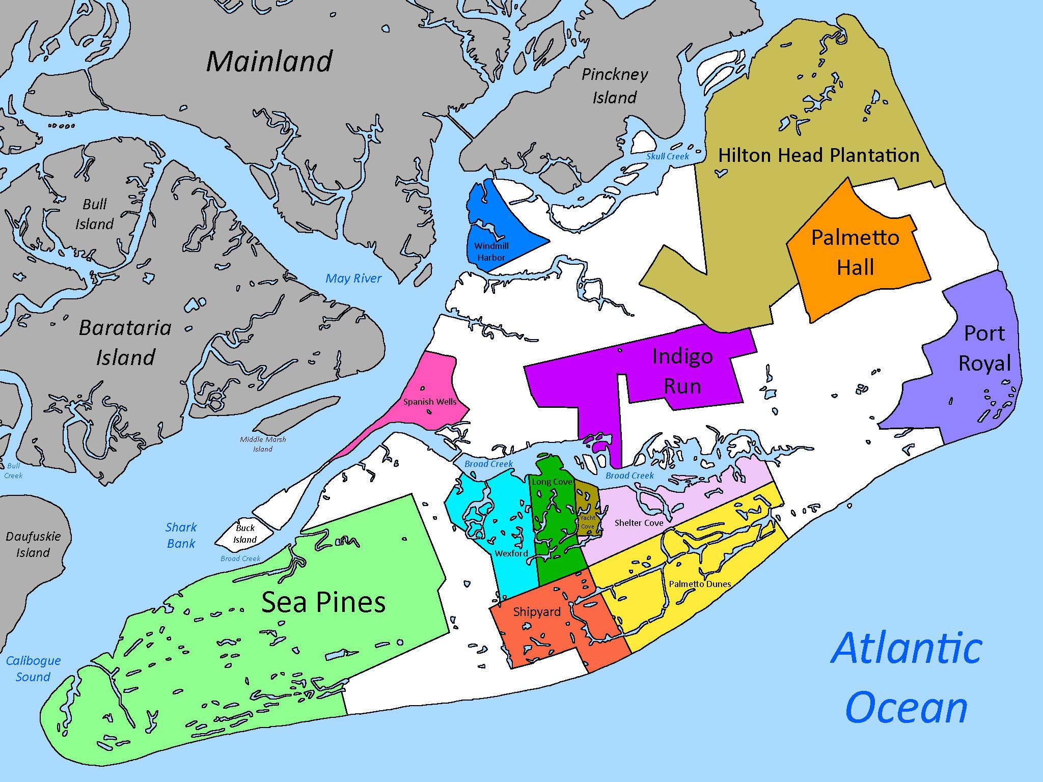 The amount of gated communities on Hilton Head Island, Sc r/MapPorn