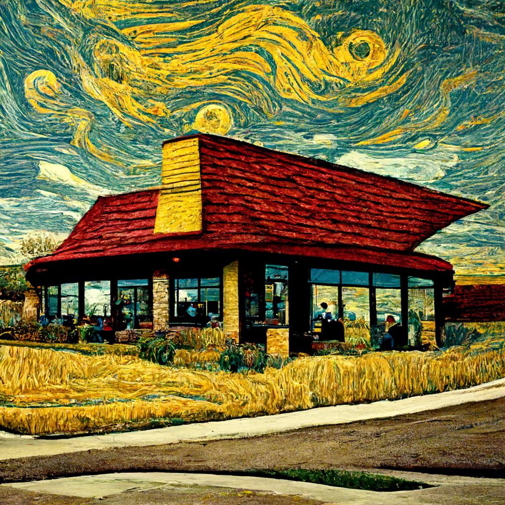 A McDonalds in Kansas, by Vincent Van Gogh r/midjourney