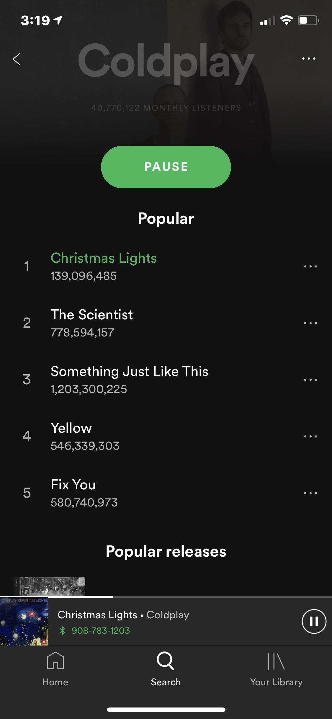 Christmas Lights is their most “popular” song right now on Spotify