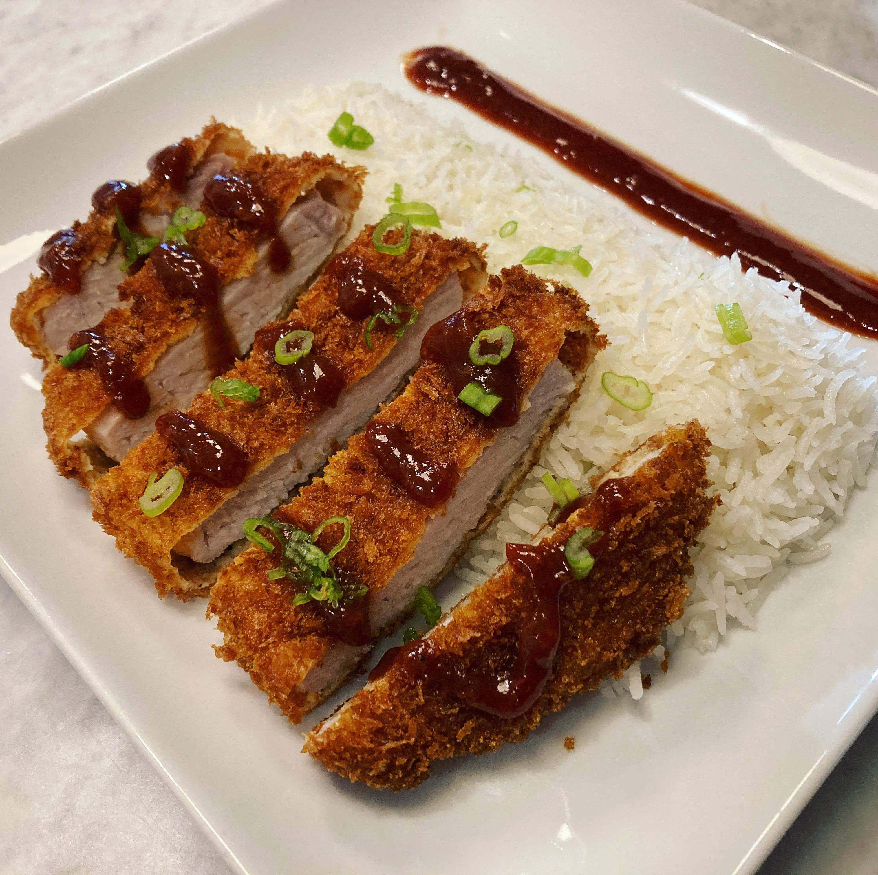 [homemade] Pork Katsu with rice r/food