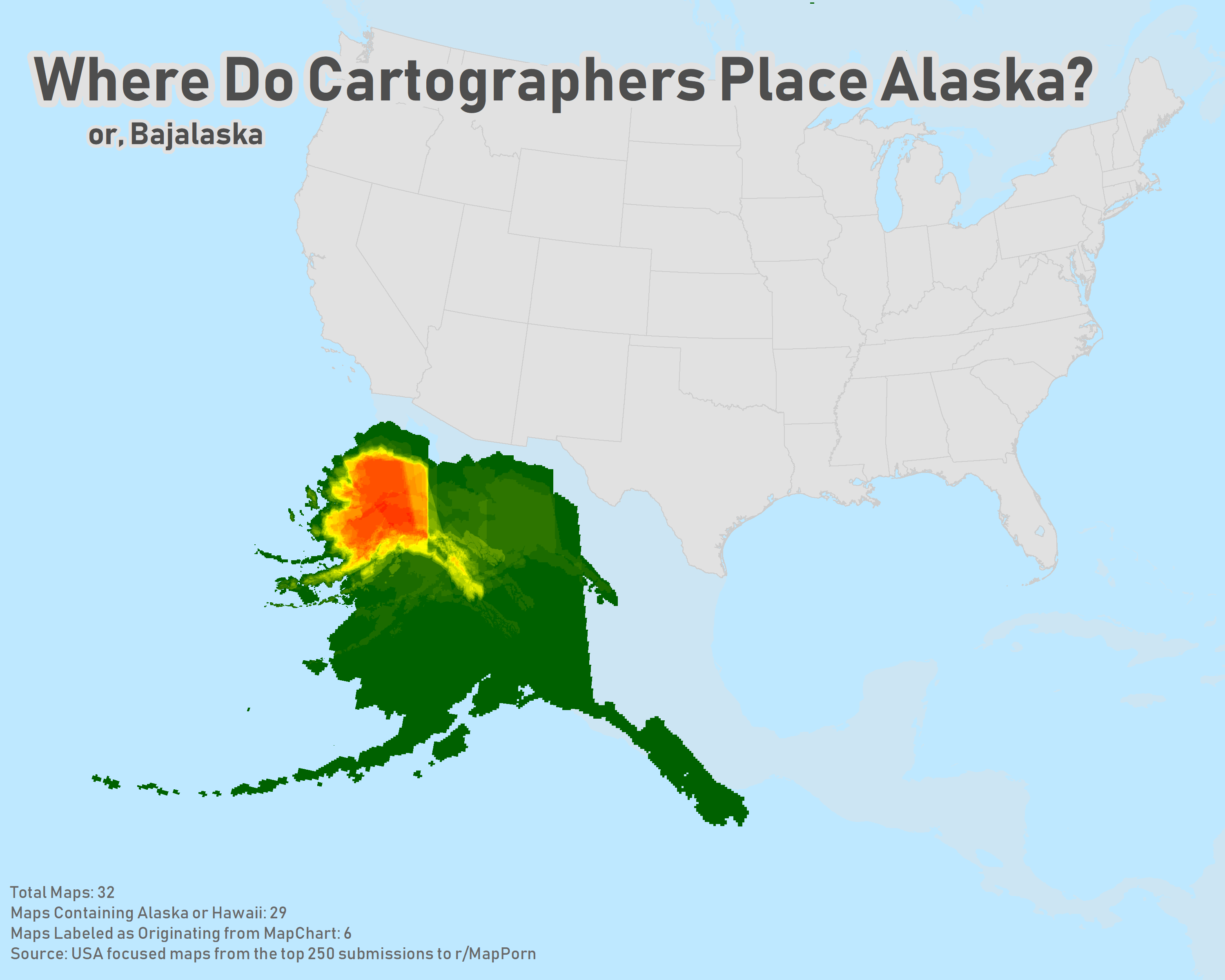 'True' Locations of Alaska Based on Top Posts from this Sub r/MapPorn