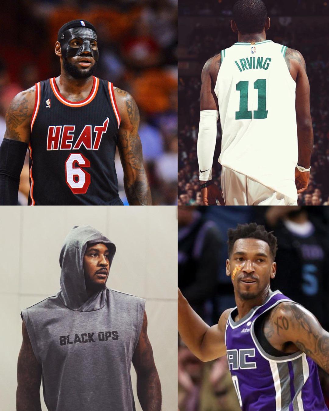 Facemask LeBron, Untucked Kyrie, Hoodie Melo, and now you have bandaid