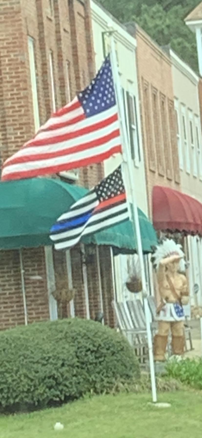 Black & white American flag with red and blue stripe r/vexillology
