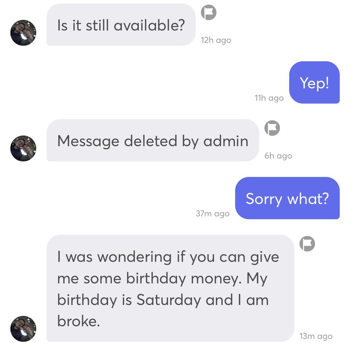 This is by far the most interesting message I got on Mercari Mercari